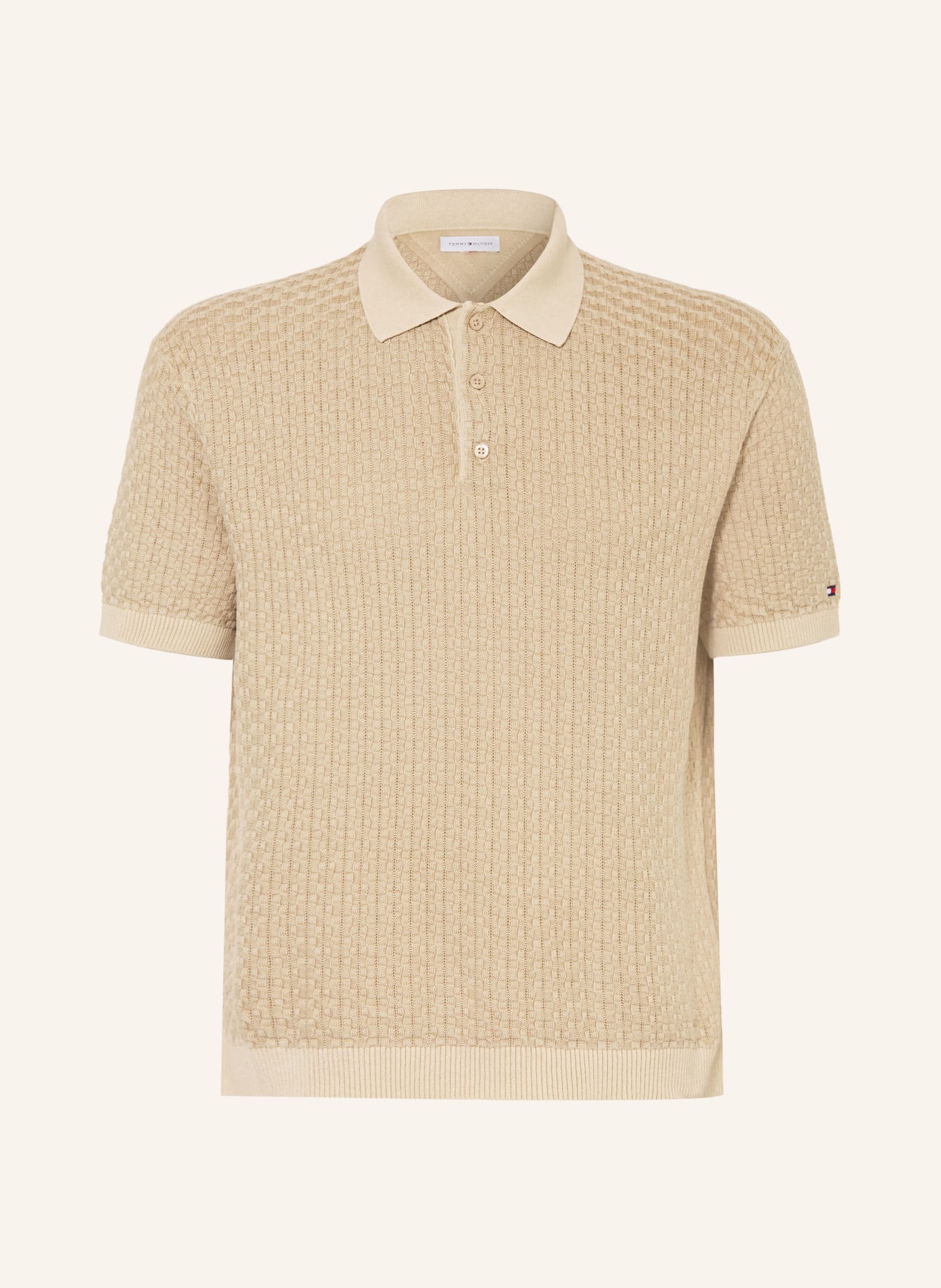TOMMY HILFIGER Strick-Poloshirt: BEIGE