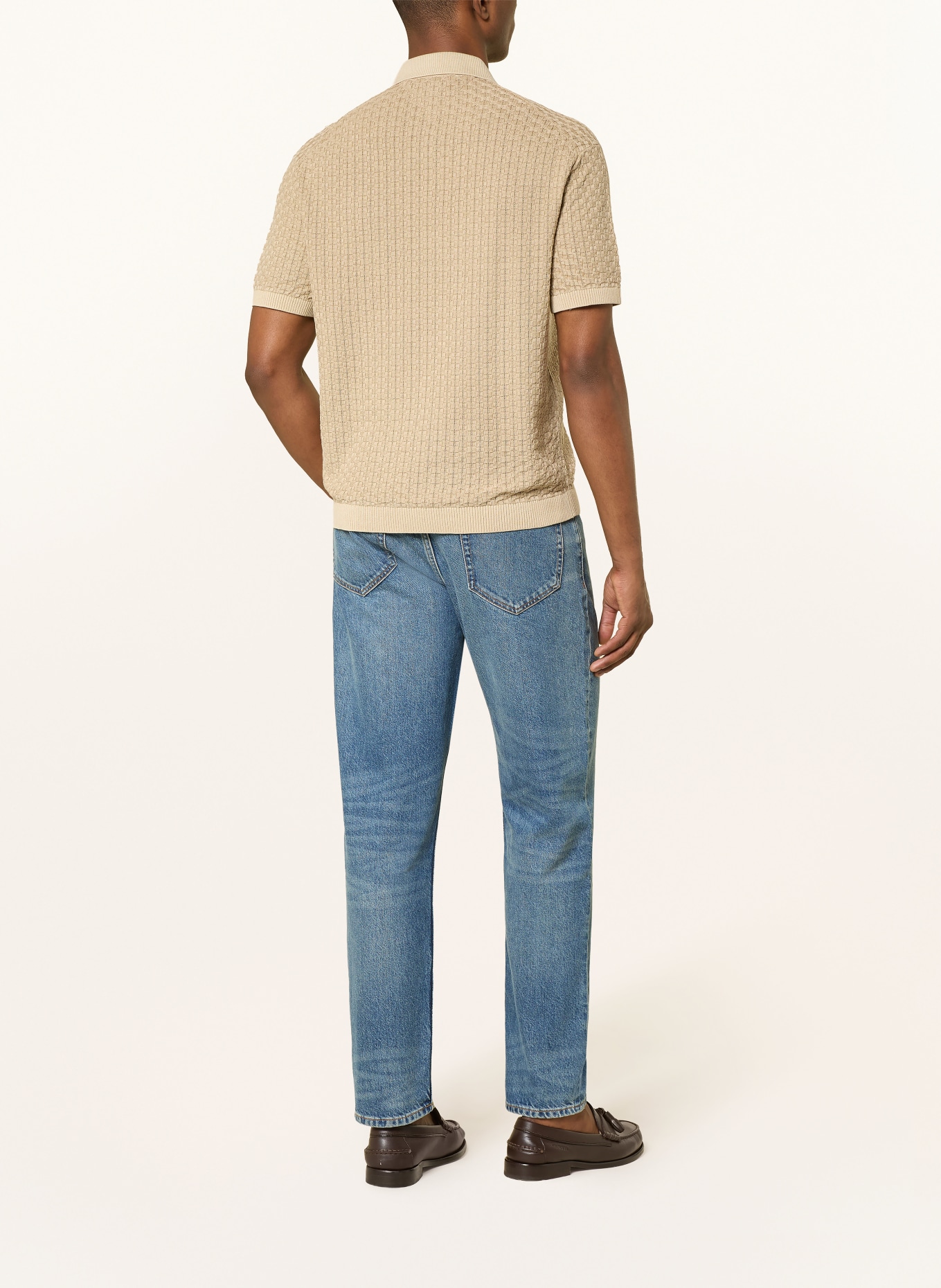 TOMMY HILFIGER Strick-Poloshirt: BEIGE