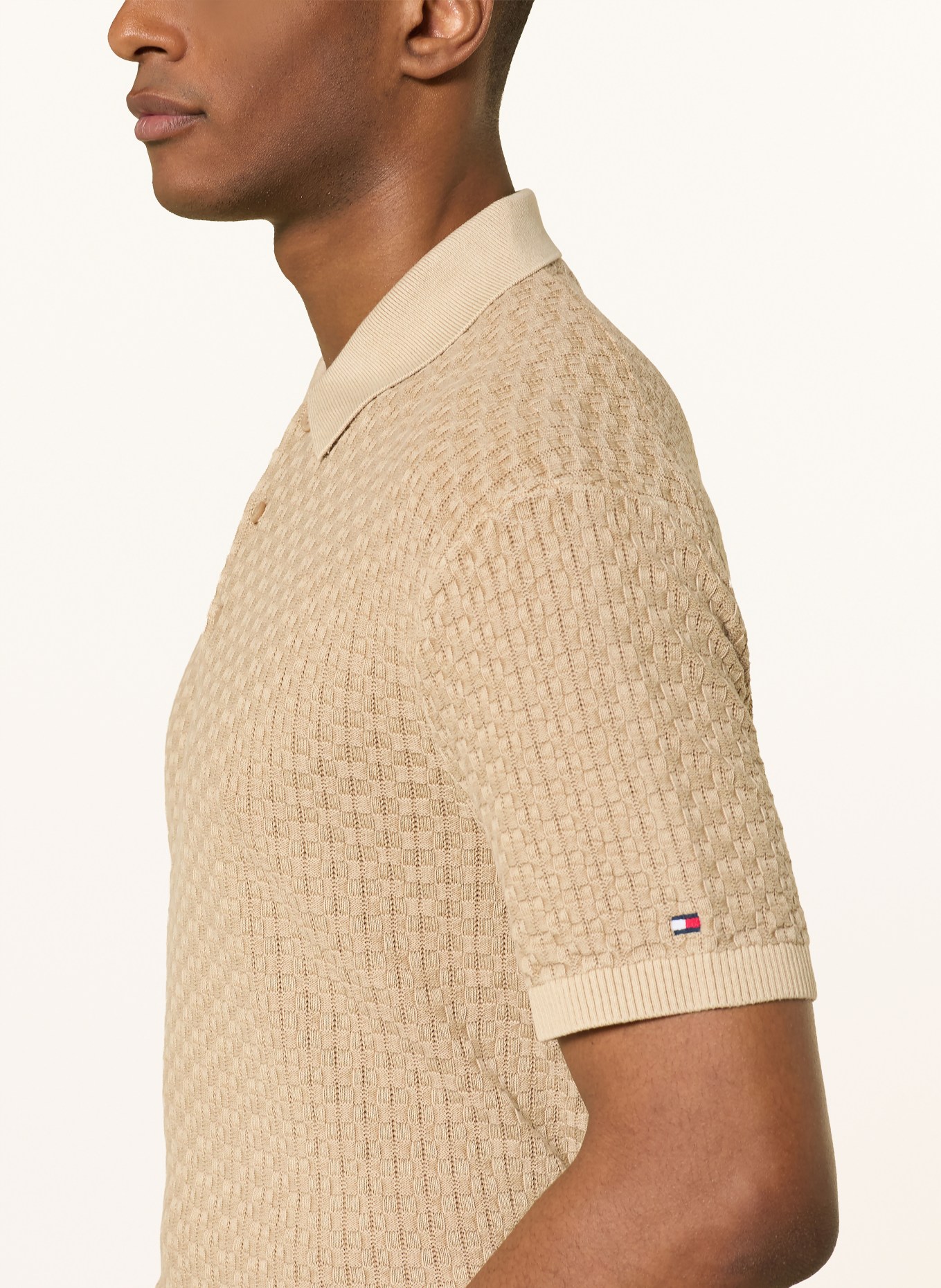 TOMMY HILFIGER Strick-Poloshirt: BEIGE