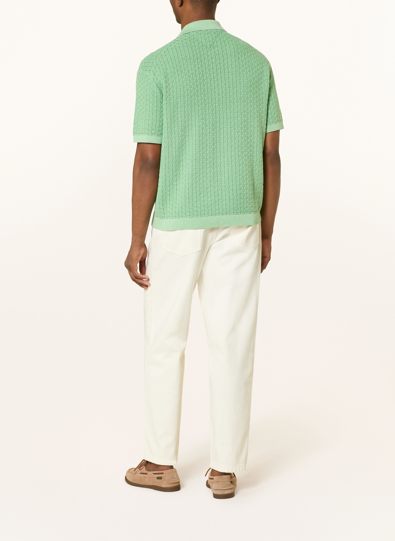 TOMMY HILFIGER Strick-Poloshirt: HELLGRÜN