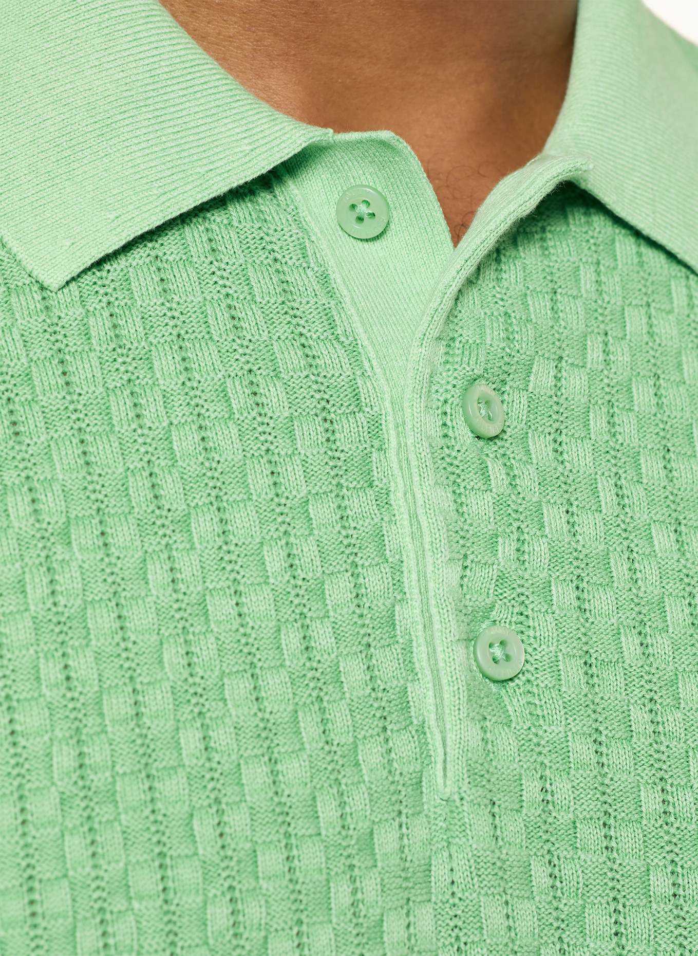 TOMMY HILFIGER Strick-Poloshirt: HELLGRÜN