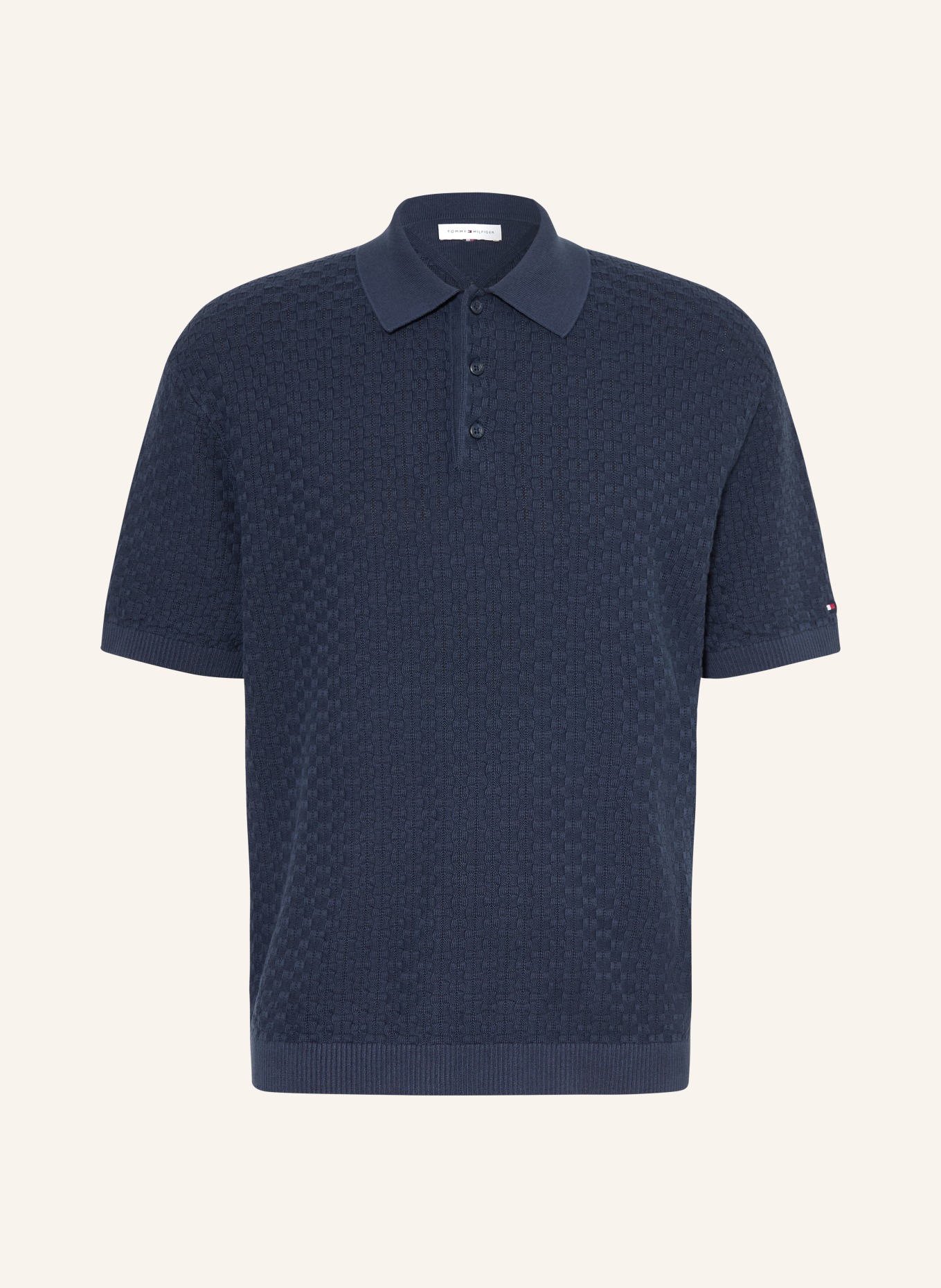 TOMMY HILFIGER Strick-Poloshirt: DUNKELBLAU