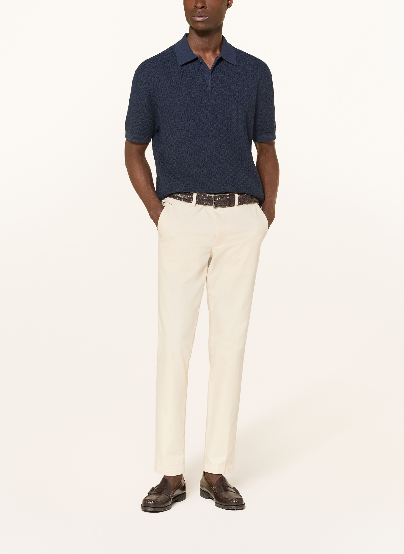 TOMMY HILFIGER Strick-Poloshirt: DUNKELBLAU