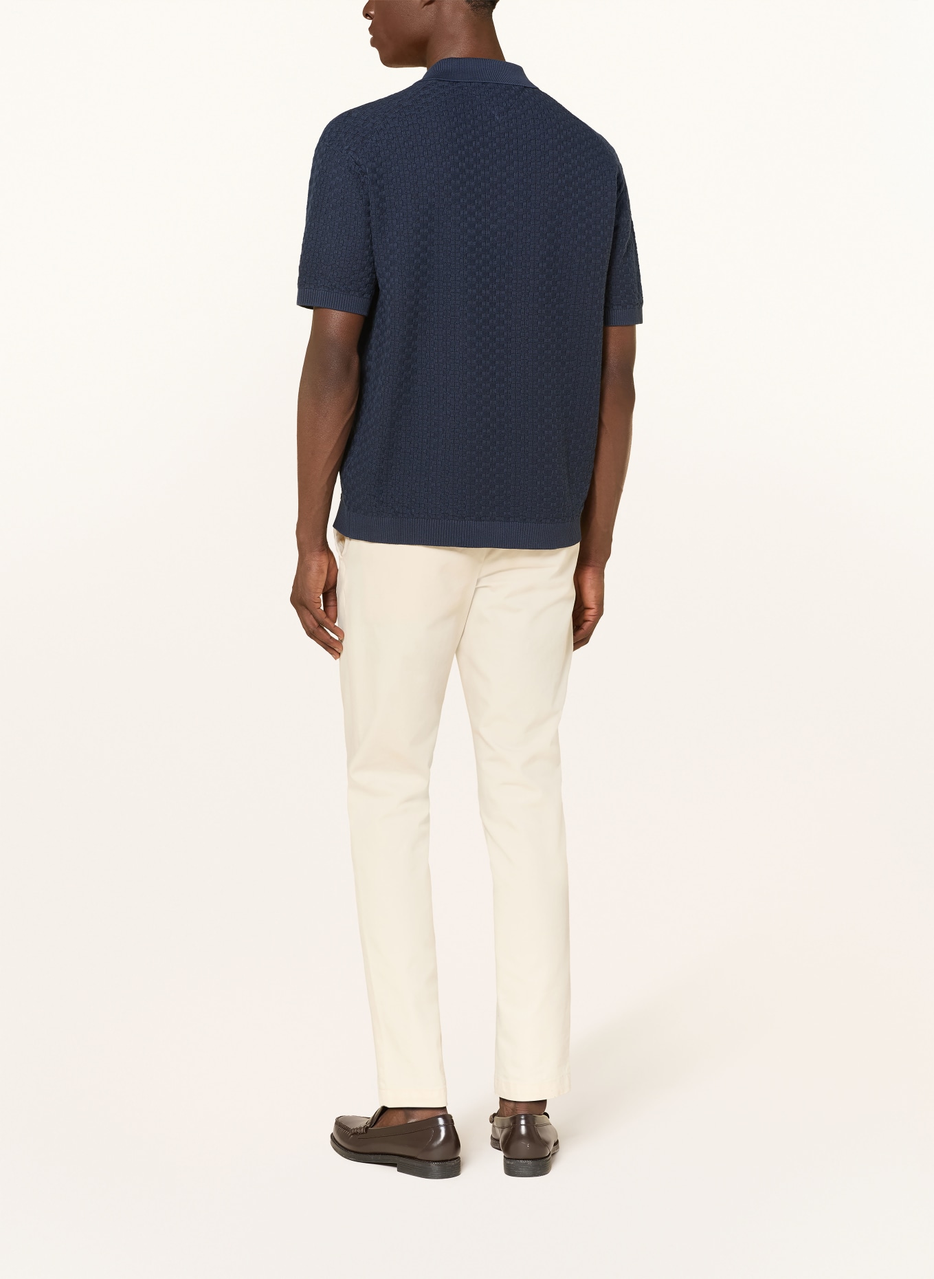 TOMMY HILFIGER Strick-Poloshirt: DUNKELBLAU