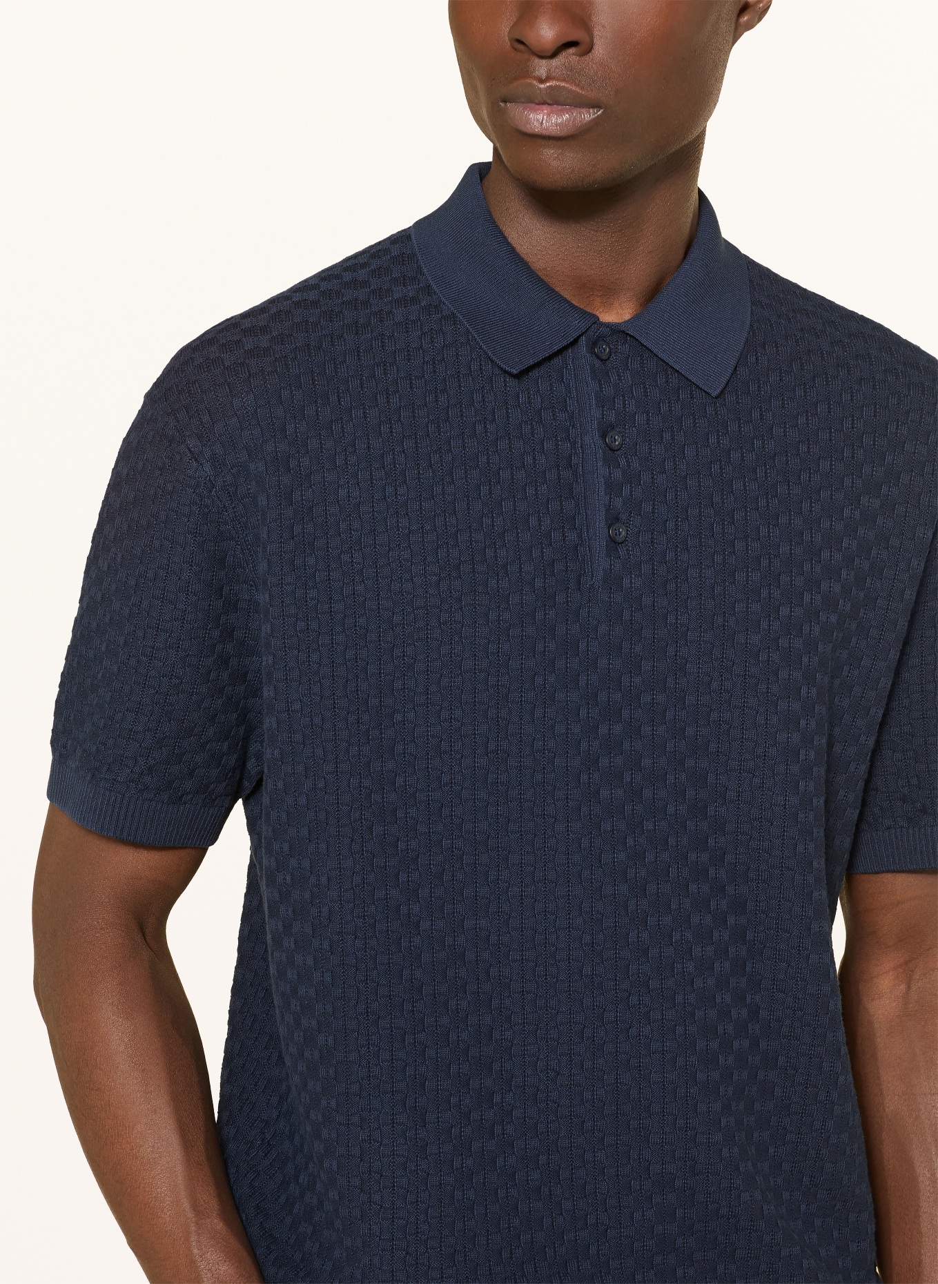TOMMY HILFIGER Strick-Poloshirt: DUNKELBLAU