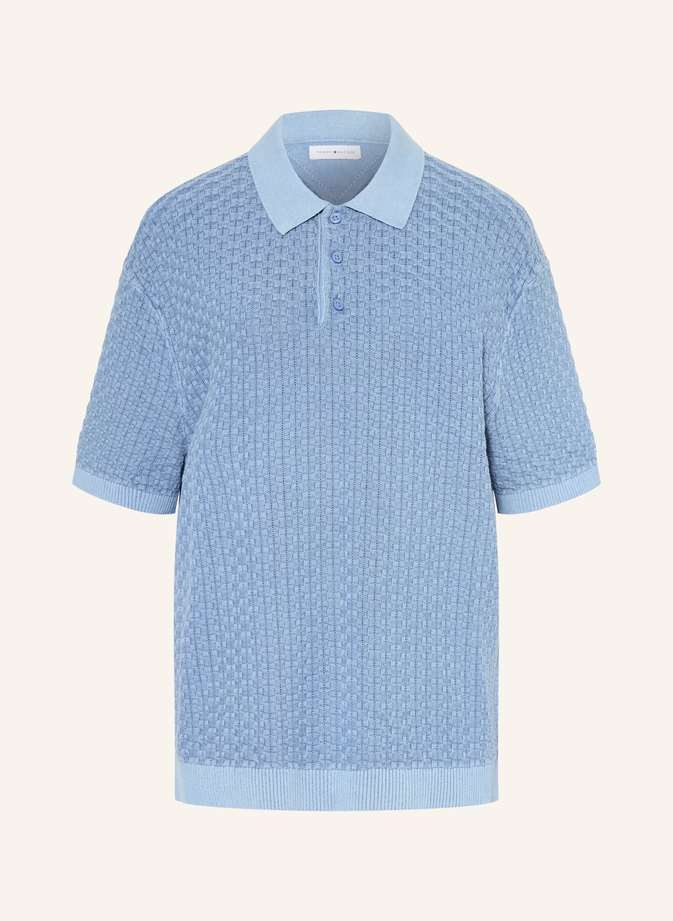 TOMMY HILFIGER Strick-Poloshirt: BLAU
