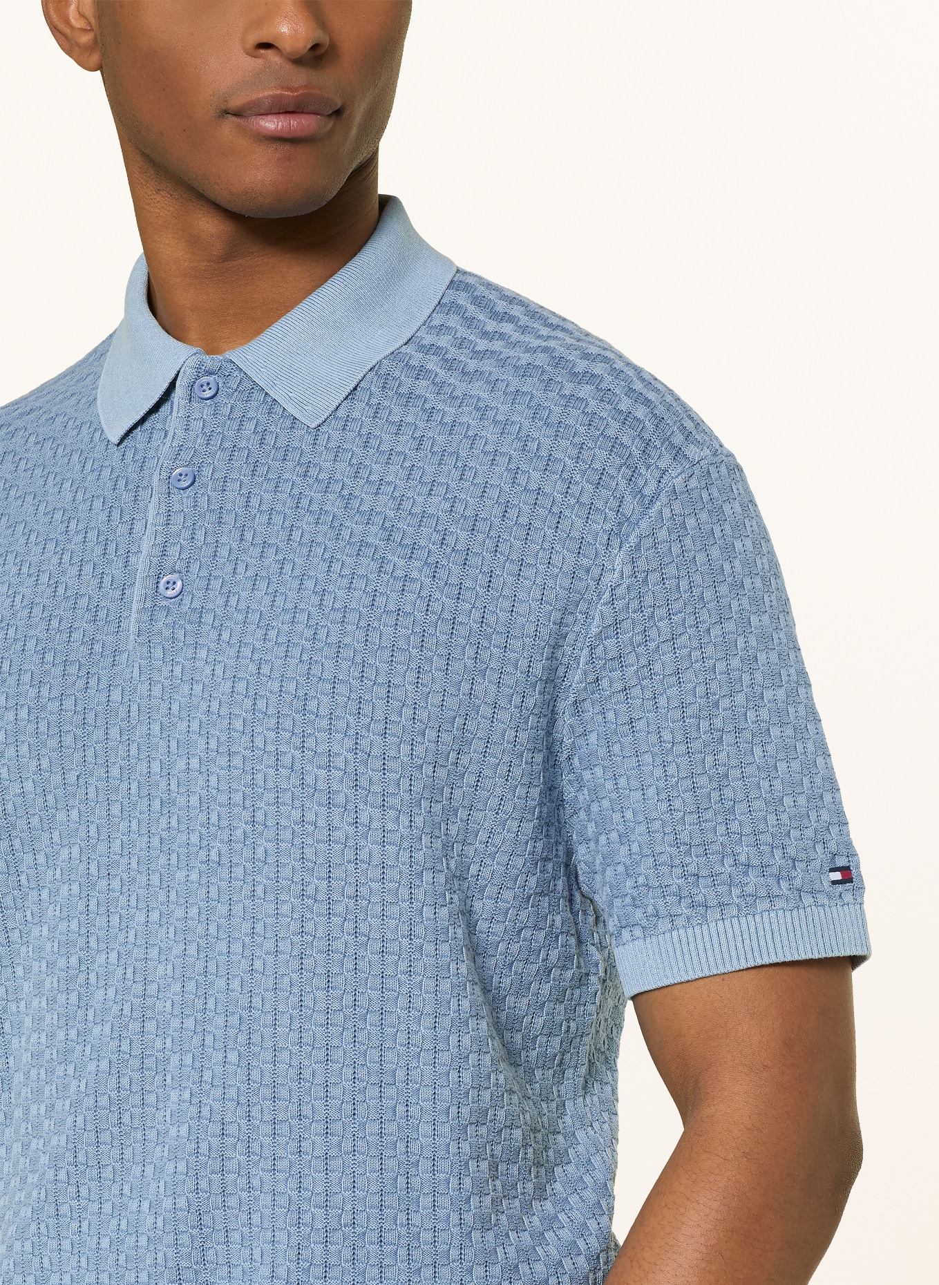 TOMMY HILFIGER Strick-Poloshirt: BLAU