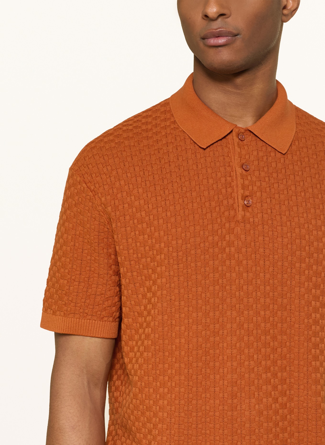 TOMMY HILFIGER Gebreid poloshirt: DONKERORANJE