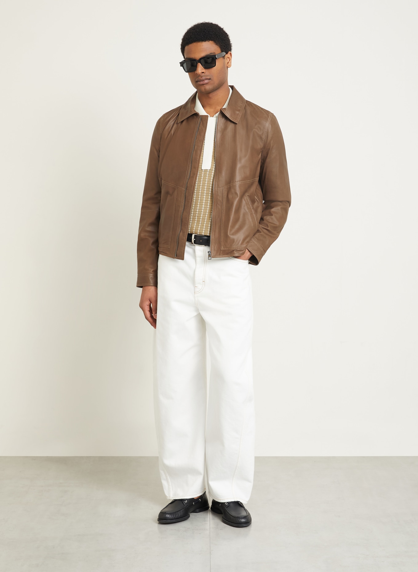 manzoni 24 veste en cuir: MARRON