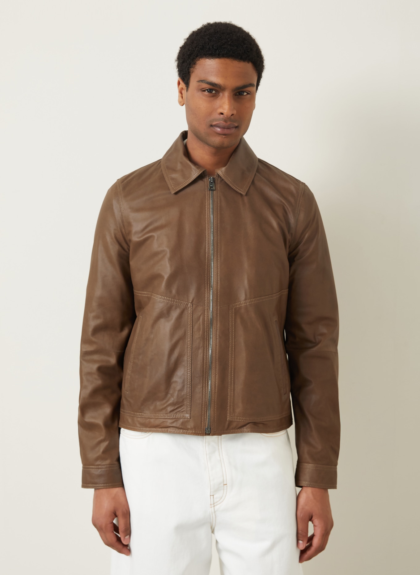 manzoni 24 veste en cuir: MARRON