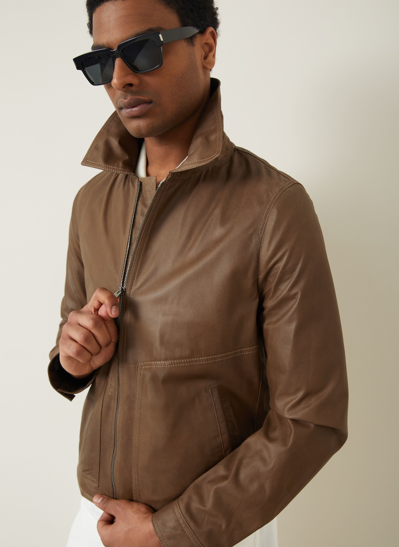 manzoni 24 veste en cuir: MARRON