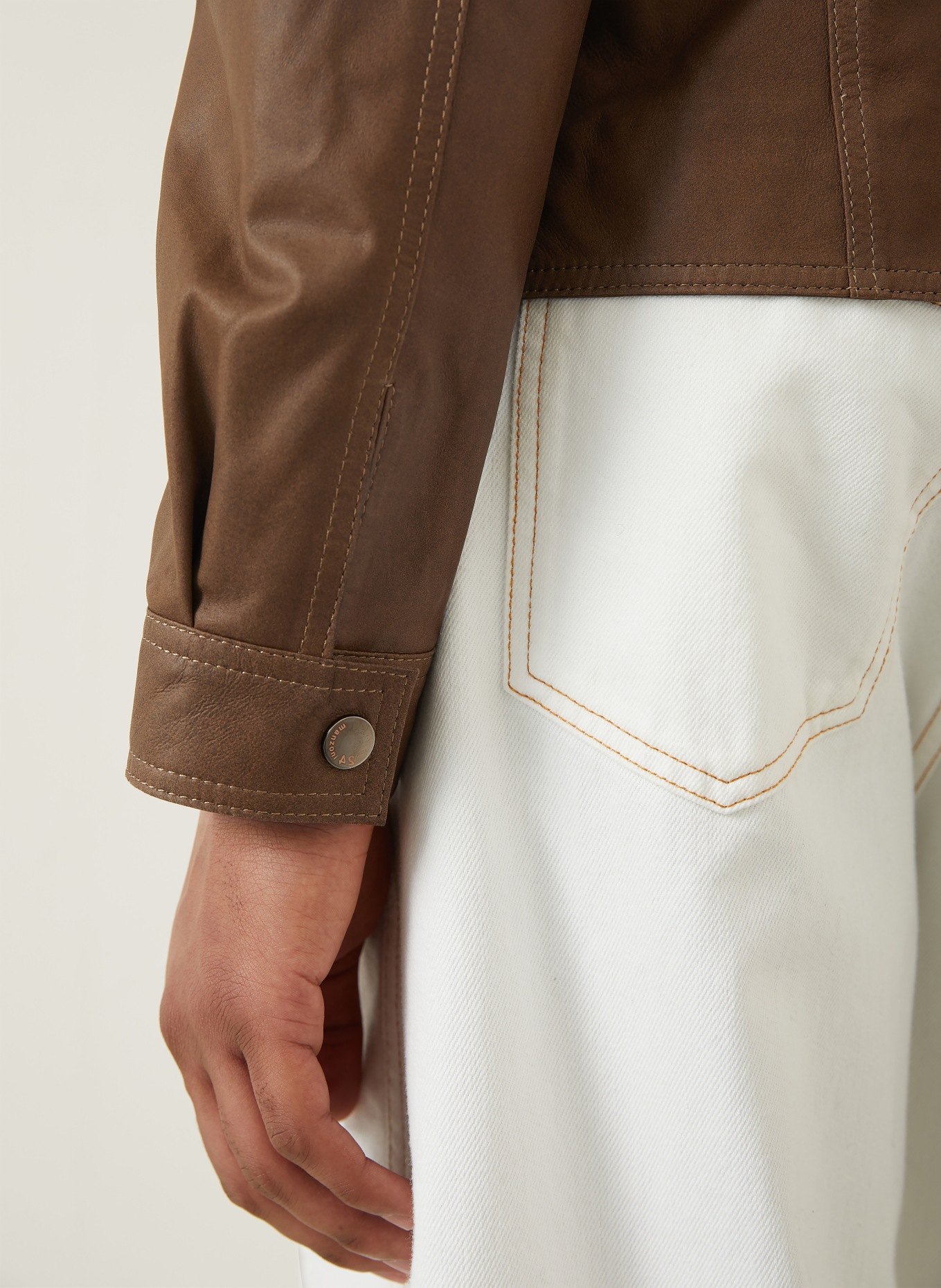 manzoni 24 veste en cuir: MARRON