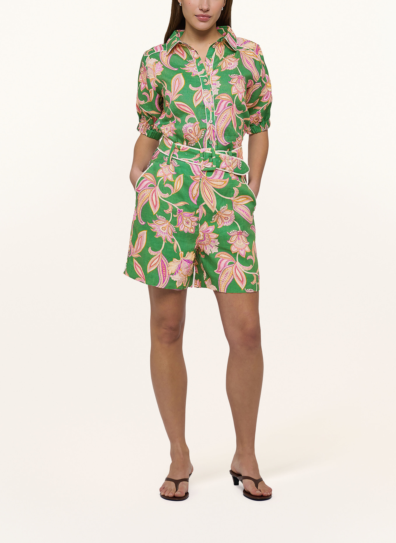 dea kudibal VIOLETADEA linen blouse: GREEN / LIGHT BROWN / PURPLE