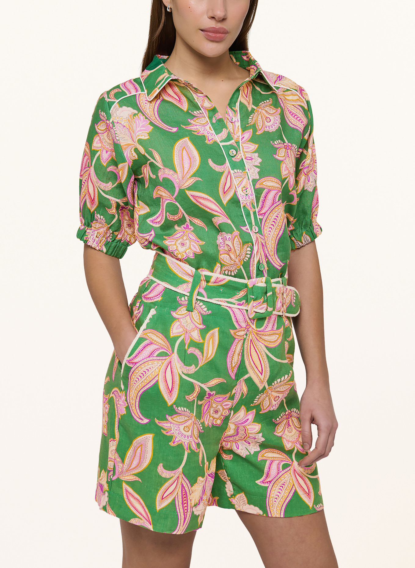 dea kudibal VIOLETADEA linen blouse: GREEN / LIGHT BROWN / PURPLE