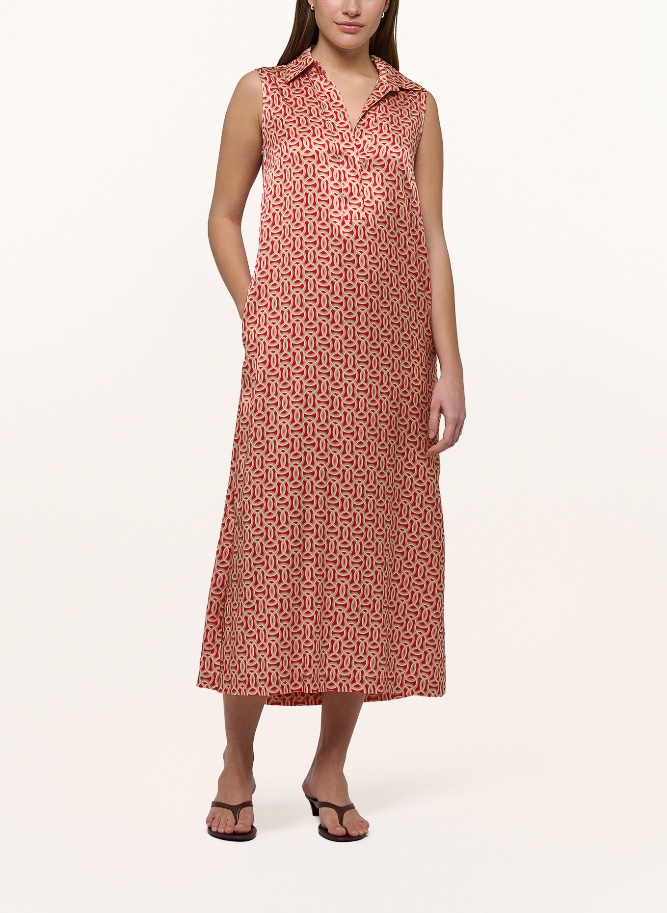 dea kudibal VALETTA Silk Dress: RED / LIGHT BROWN / CREAM