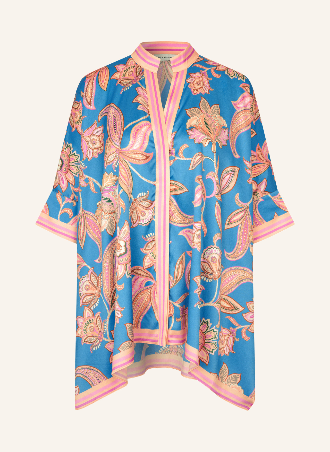 dea kudibal MANDYDEA silk blouse with 3/4 sleeves: BLUE / CAMEL / PINK