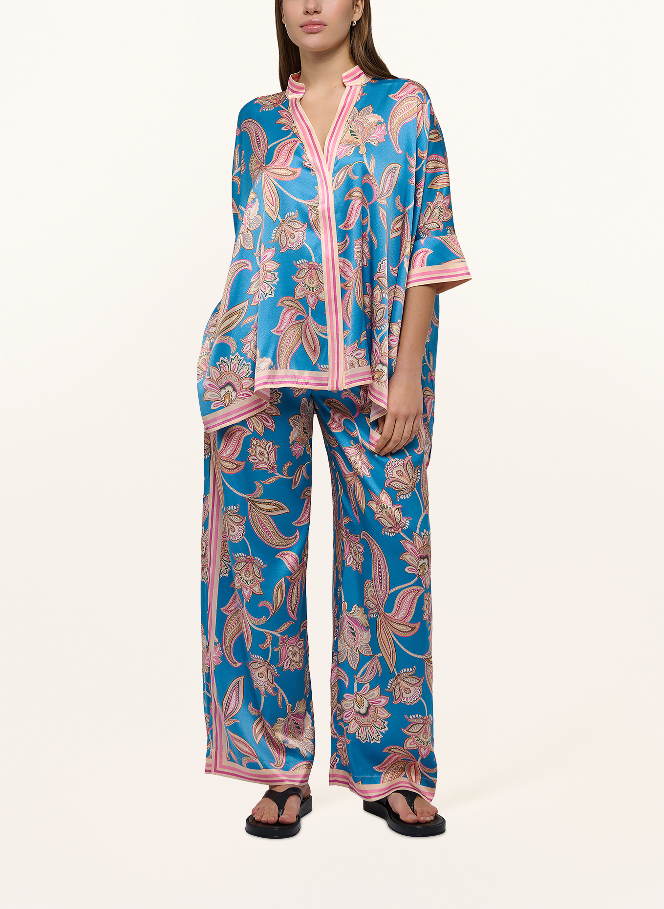 dea kudibal MANDYDEA silk blouse with 3/4 sleeves: BLUE / CAMEL / PINK