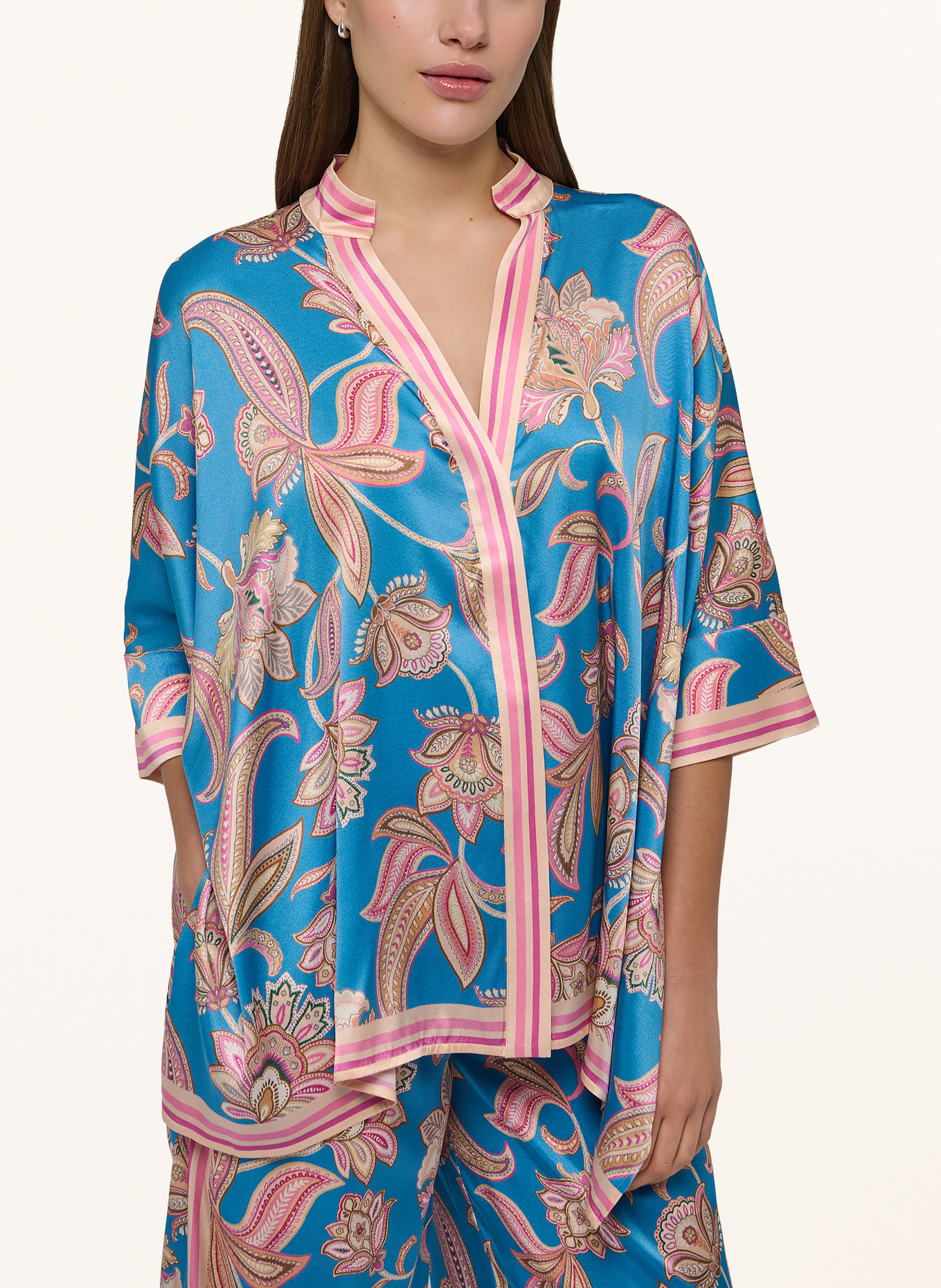 dea kudibal MANDYDEA silk blouse with 3/4 sleeves: BLUE / CAMEL / PINK