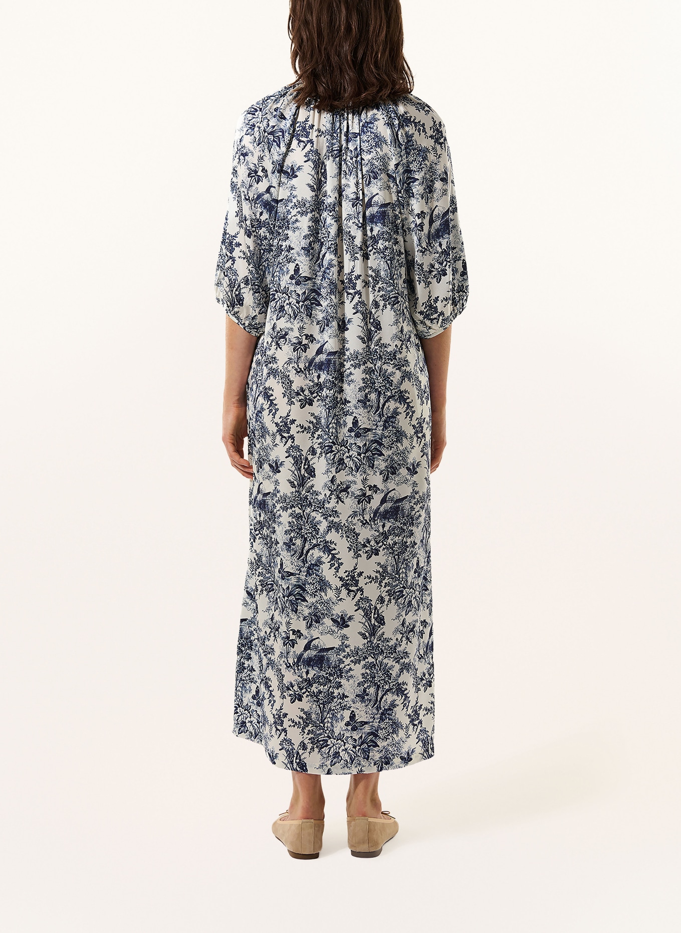 dea kudibal Zijden jurk SABRINADEA met 3/4-mouwen: DONKERBLAUW / WIT