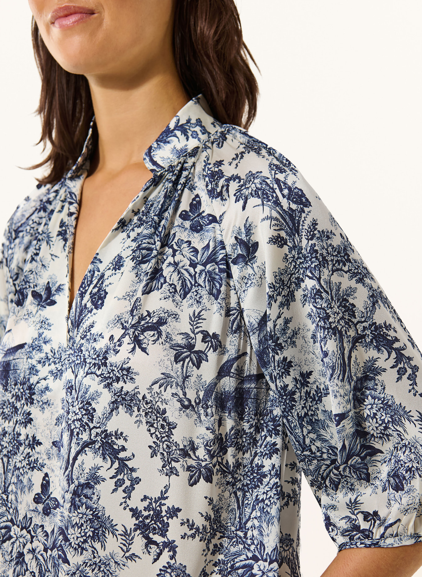 dea kudibal Zijden jurk SABRINADEA met 3/4-mouwen: DONKERBLAUW / WIT