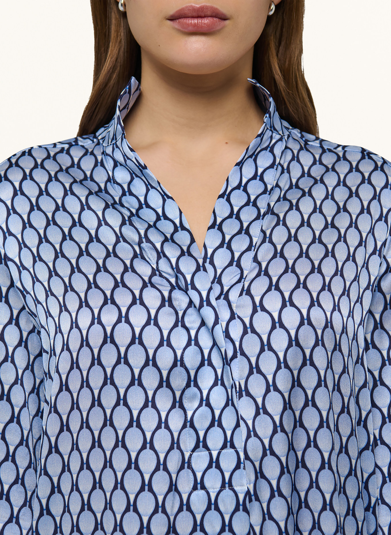 dea kudibal KAMILLESDEA silk dress with 3/4 sleeves: LIGHT BLUE / DARK BLUE / WHITE