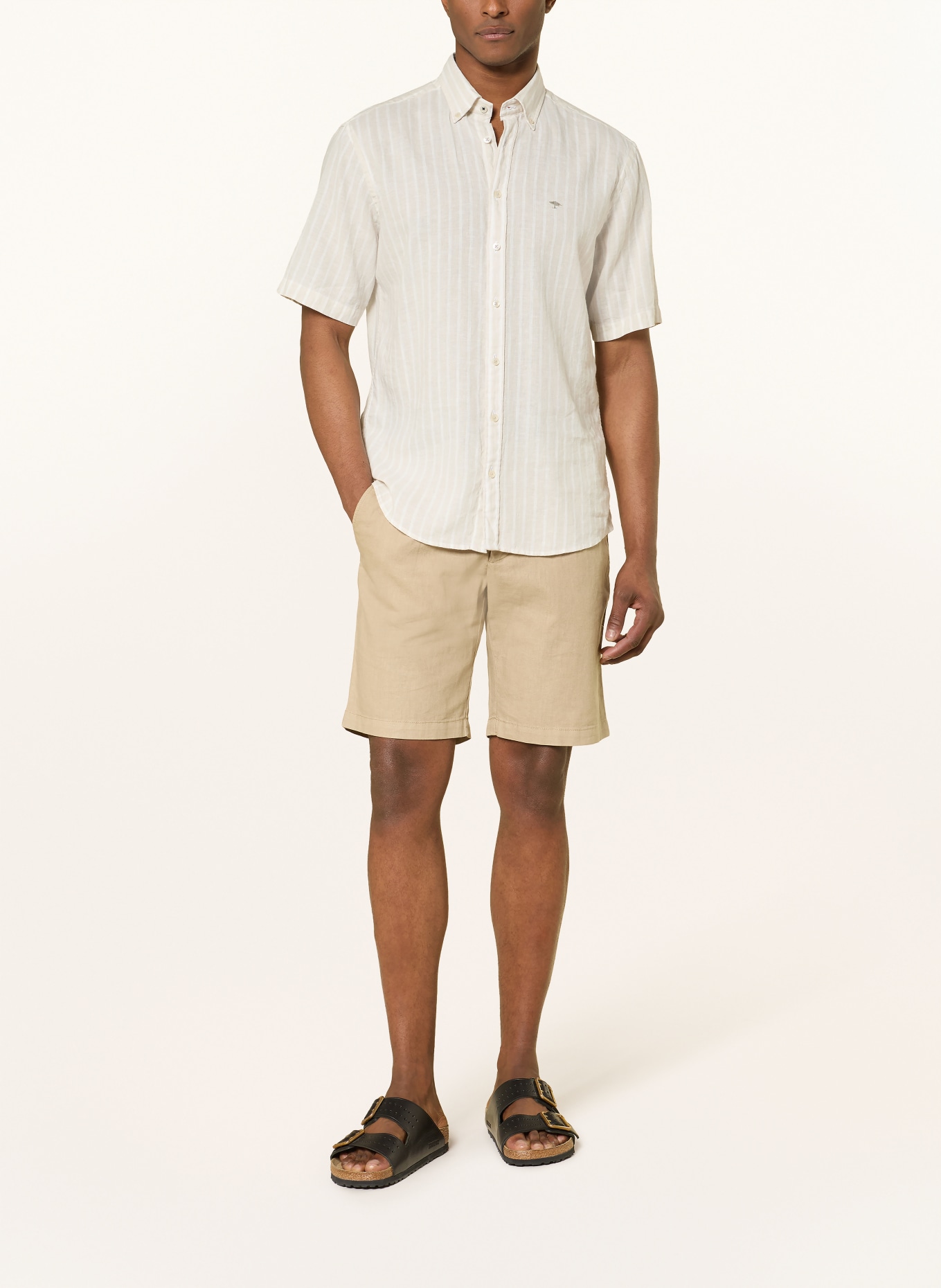 FYNCH-HATTON Lněná košile Comfort Fit: KRÉMOVÁ / BÍLÁ