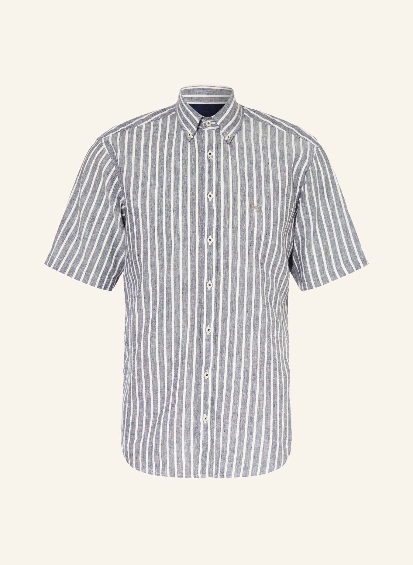 FYNCH-HATTON Lněná košile Comfort Fit: TMAVĚ MODRÁ / BÍLÁ