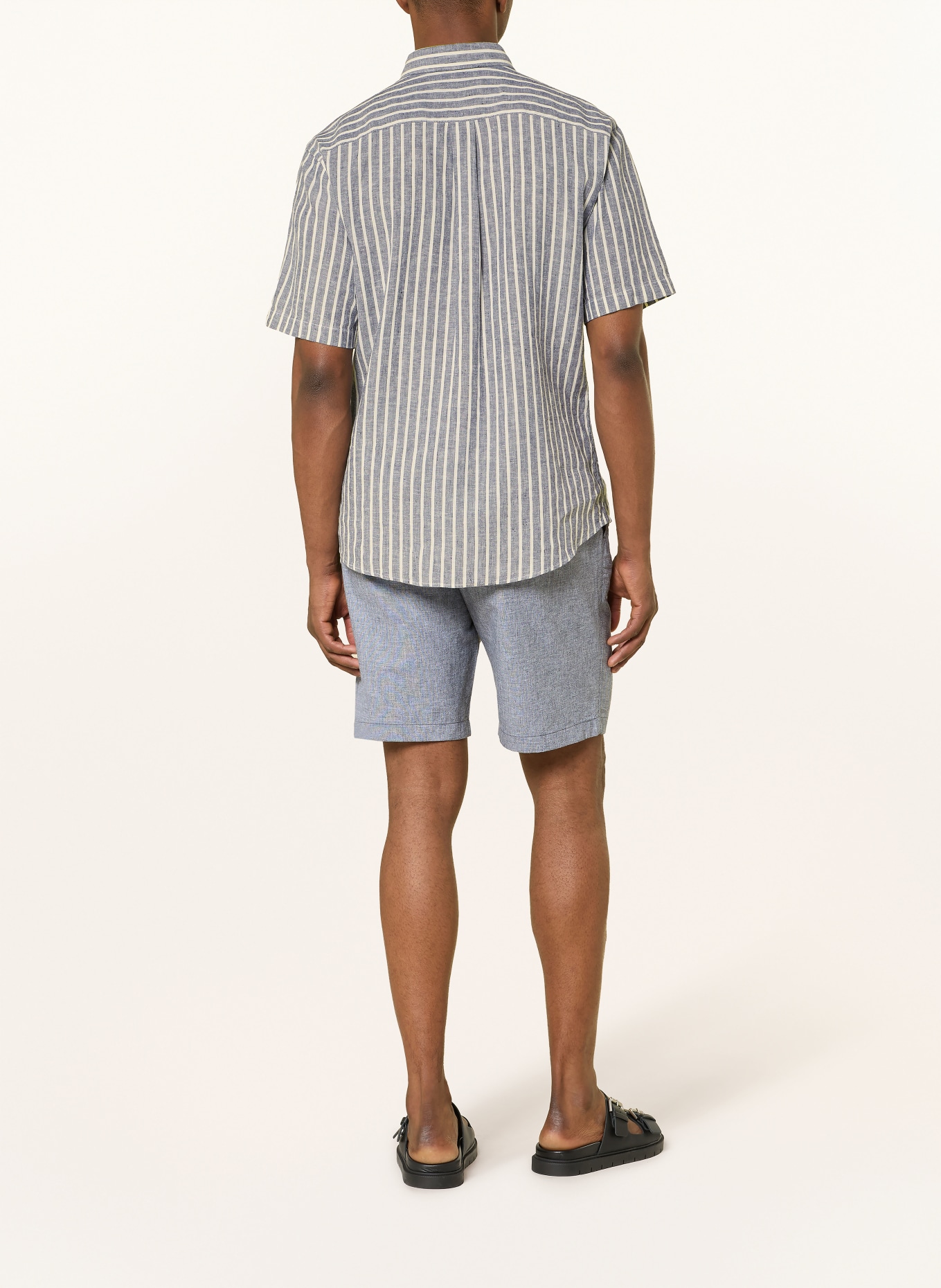 FYNCH-HATTON Lněná košile Comfort Fit: TMAVĚ MODRÁ / BÍLÁ