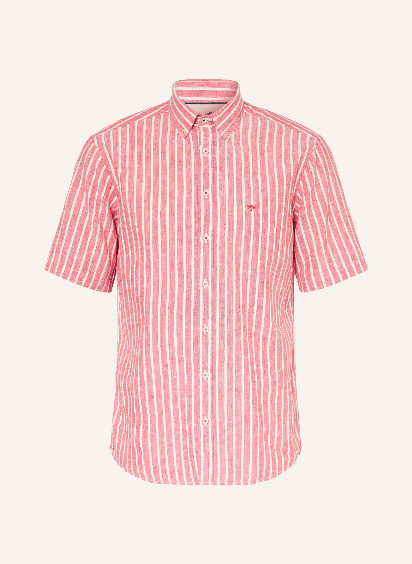 FYNCH-HATTON Lněná košile Comfort Fit: SVĚTLE ČERVENÁ / BÍLÁ