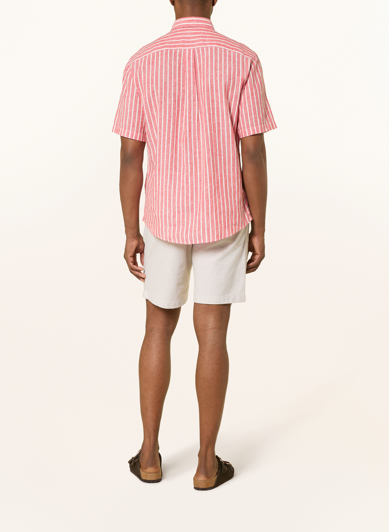 FYNCH-HATTON Lněná košile Comfort Fit: SVĚTLE ČERVENÁ / BÍLÁ