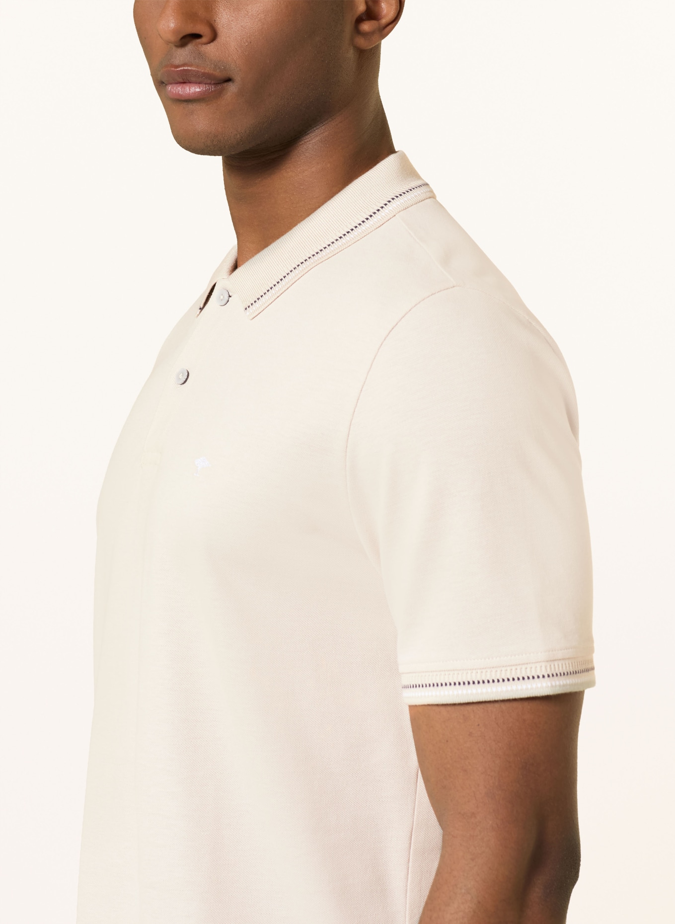 FYNCH-HATTON piqué polo shirt: CREAM / DARK BLUE / WHITE