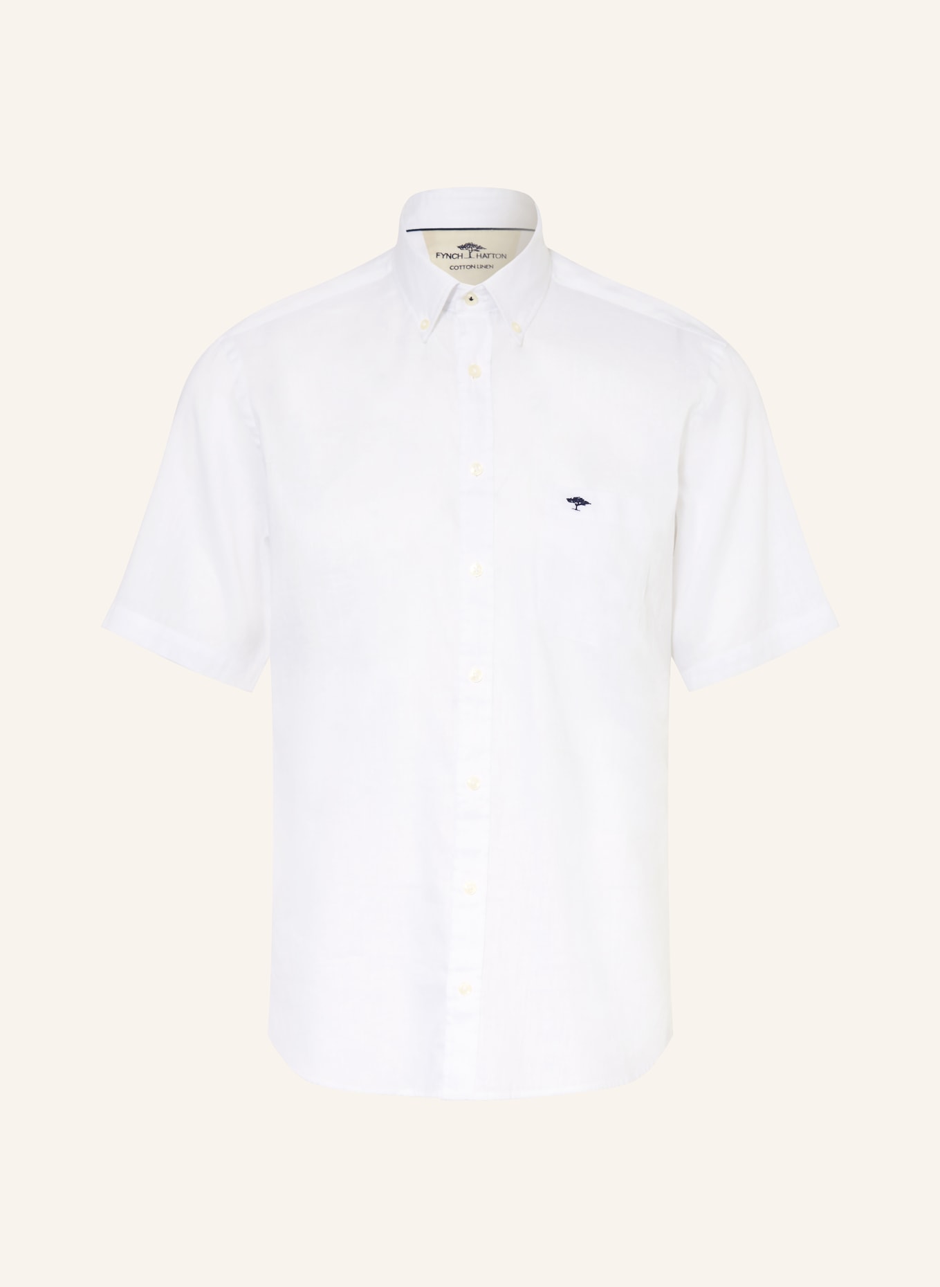 FYNCH-HATTON Comfort Fit linen shirt: WHITE