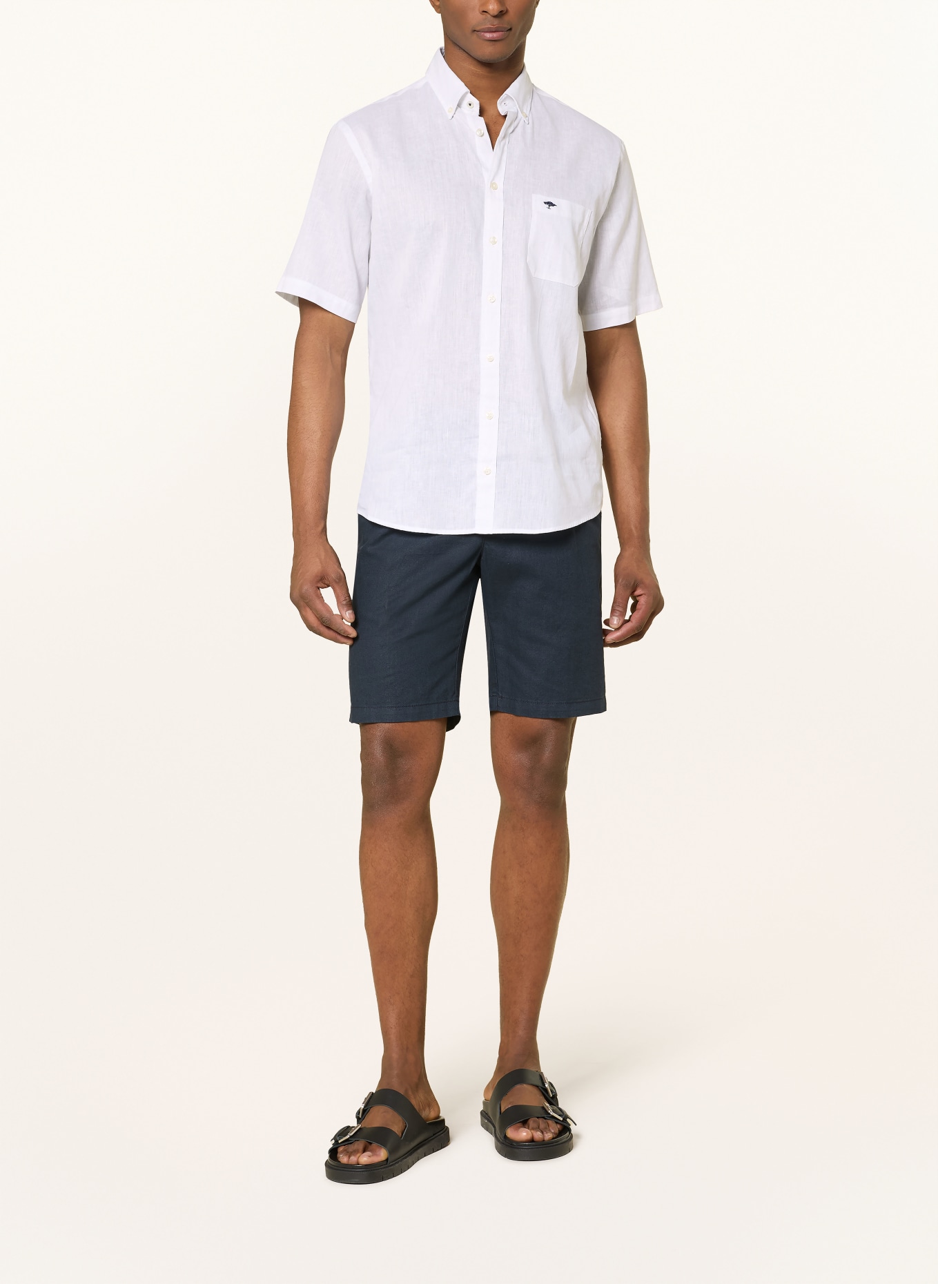 FYNCH-HATTON Comfort Fit linen shirt: WHITE