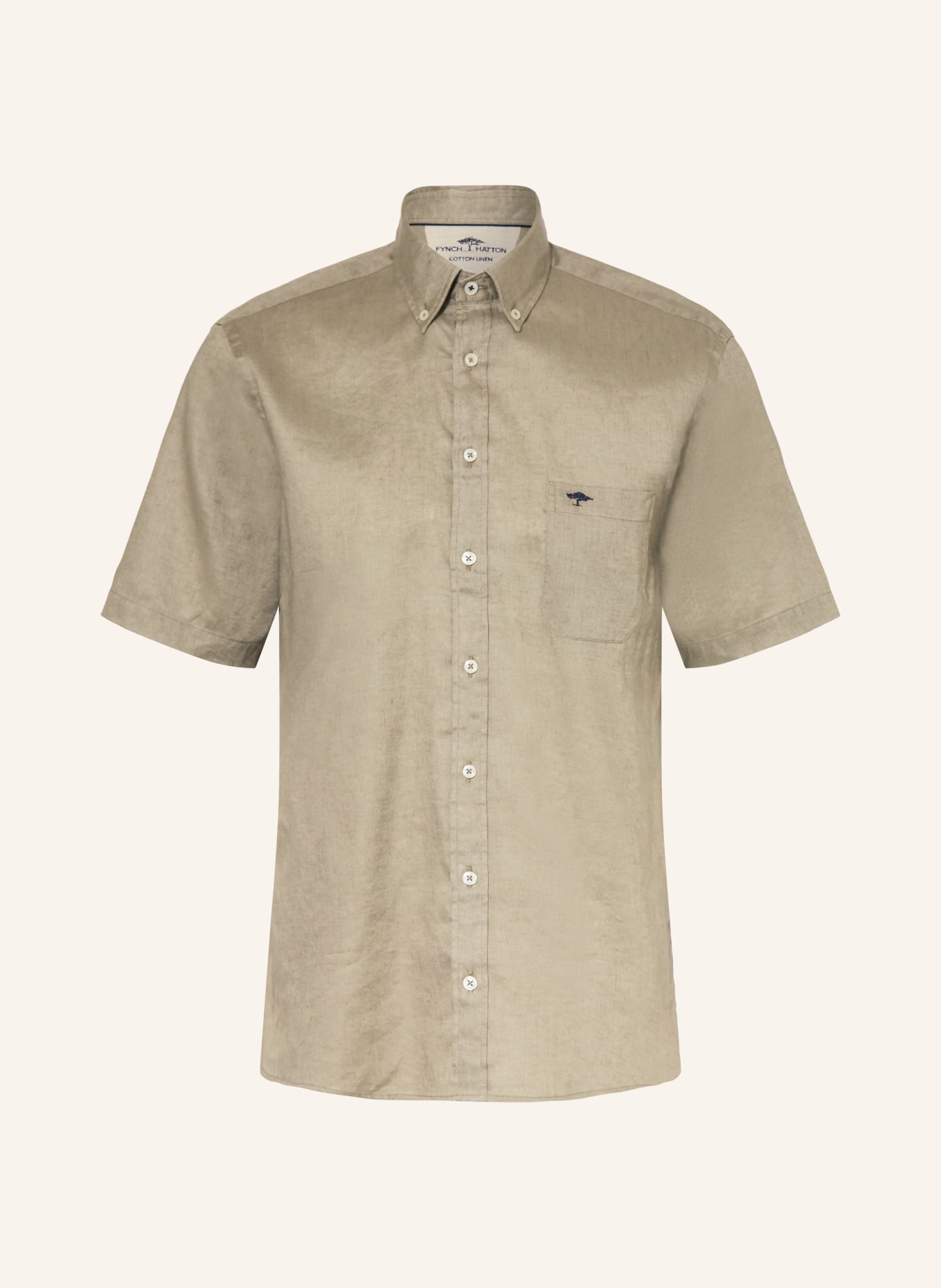 FYNCH-HATTON Comfort Fit linen shirt: OLIVE