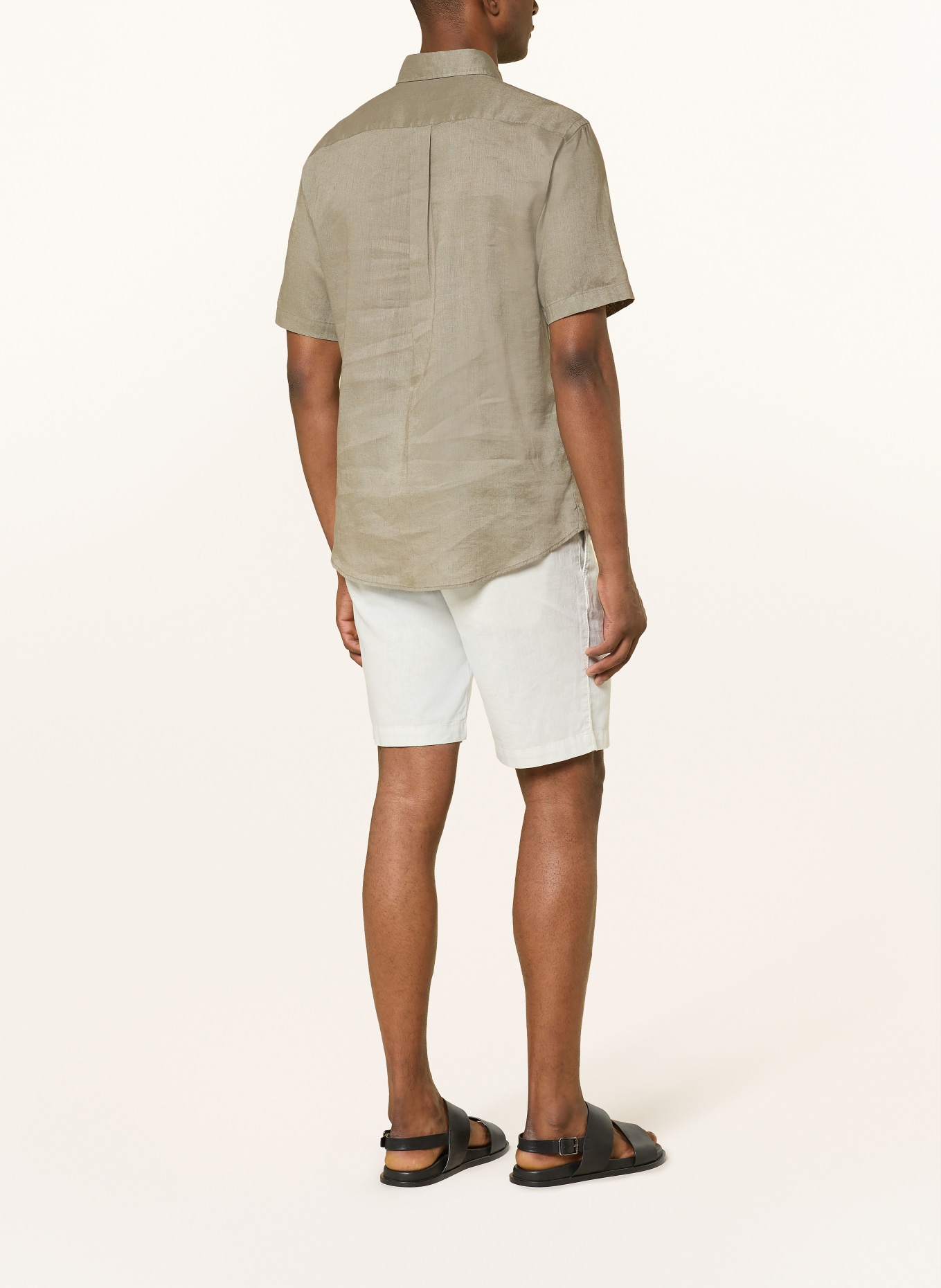 FYNCH-HATTON Comfort Fit linen shirt: OLIVE