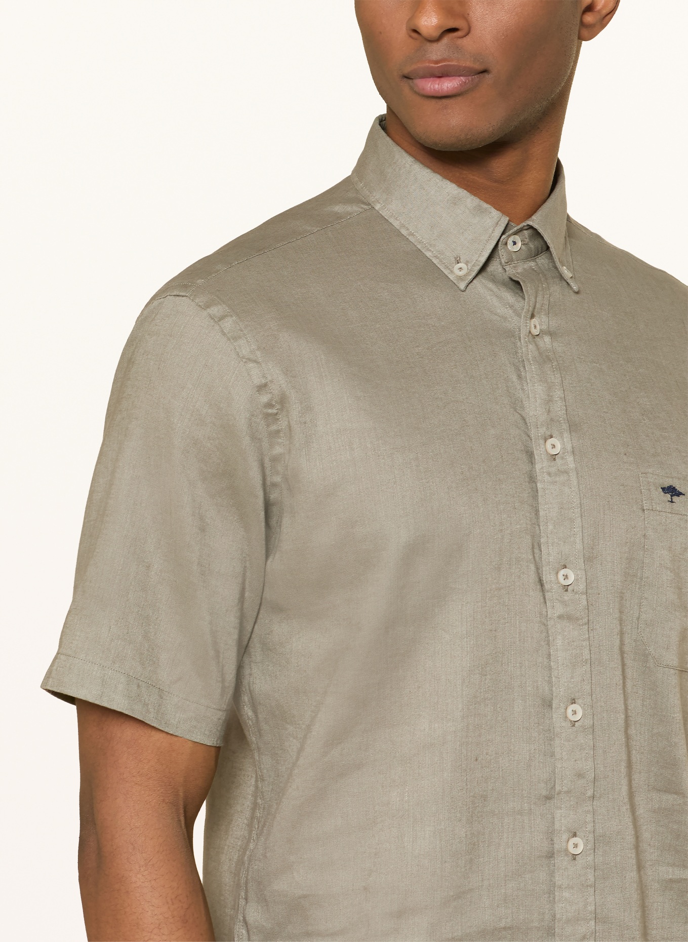 FYNCH-HATTON Comfort Fit linen shirt: OLIVE