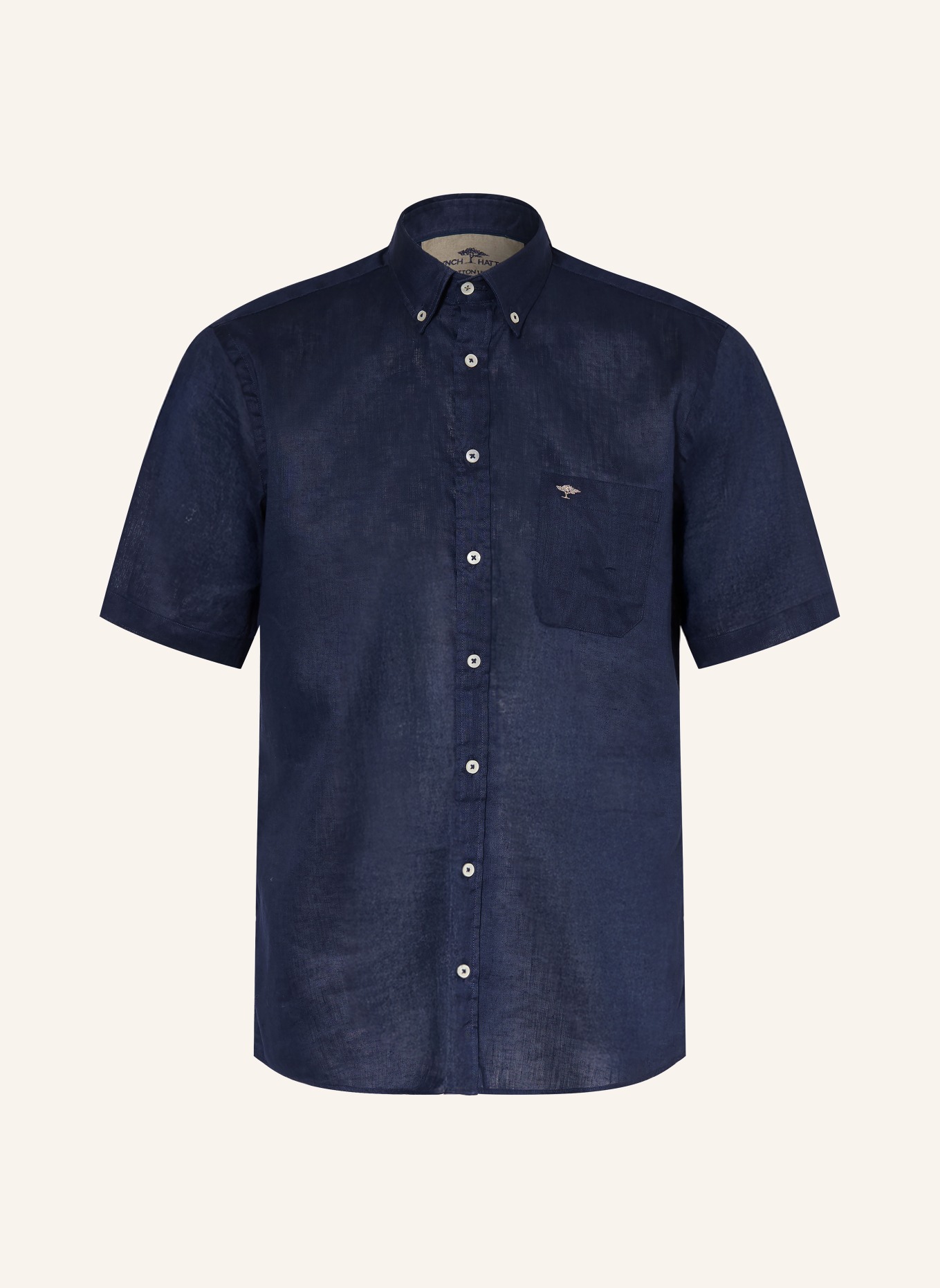 FYNCH-HATTON Koszulka lniana Comfort Fit: GRANATOWY
