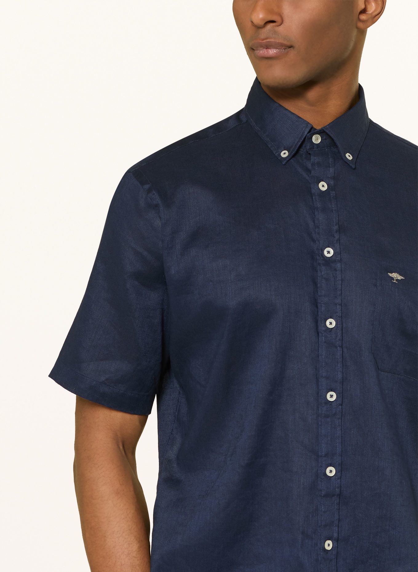 FYNCH-HATTON Koszulka lniana Comfort Fit: GRANATOWY