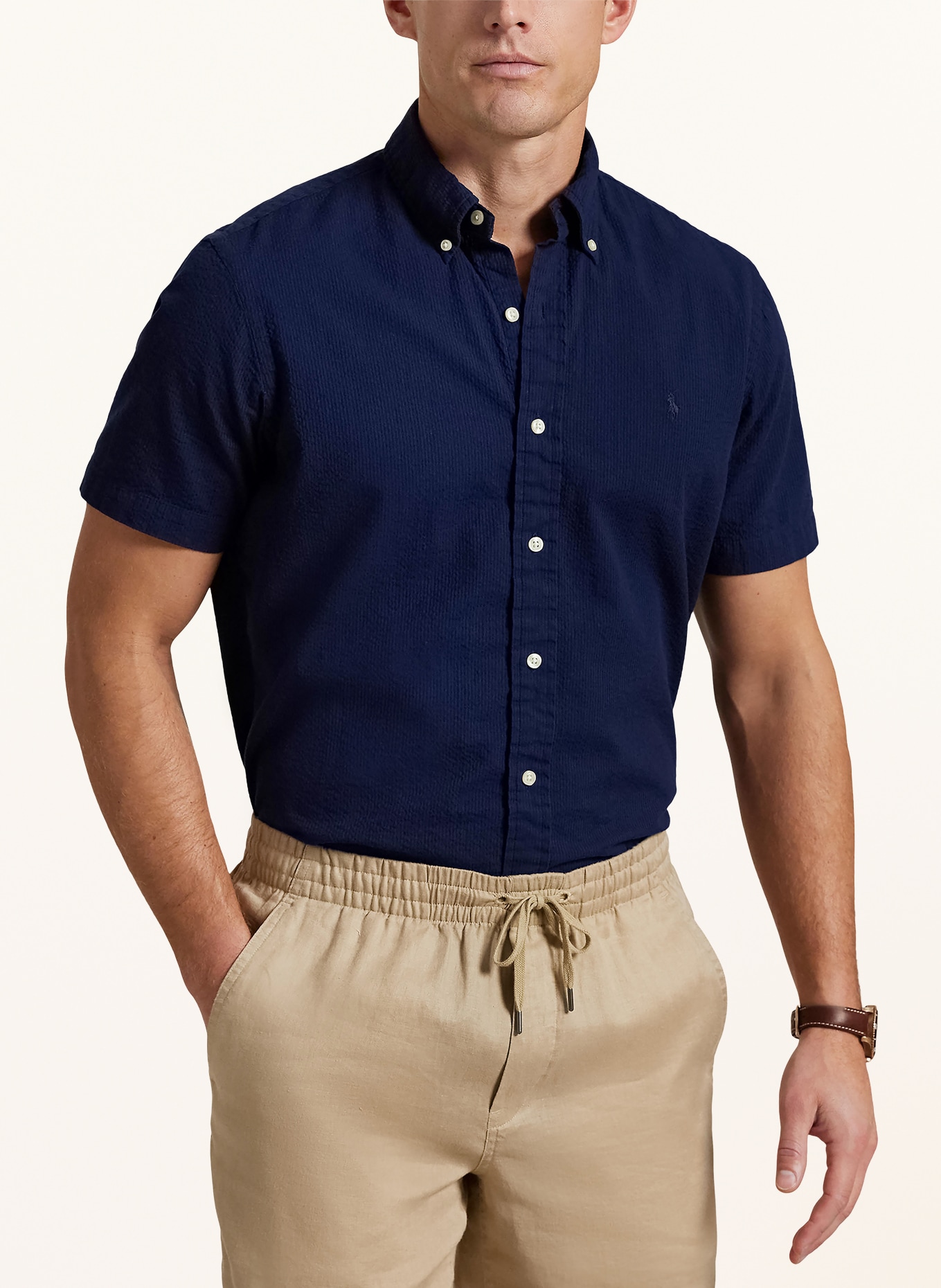 POLO RALPH LAUREN Overhemd met korte mouwen, Custom Fit: DONKERBLAUW