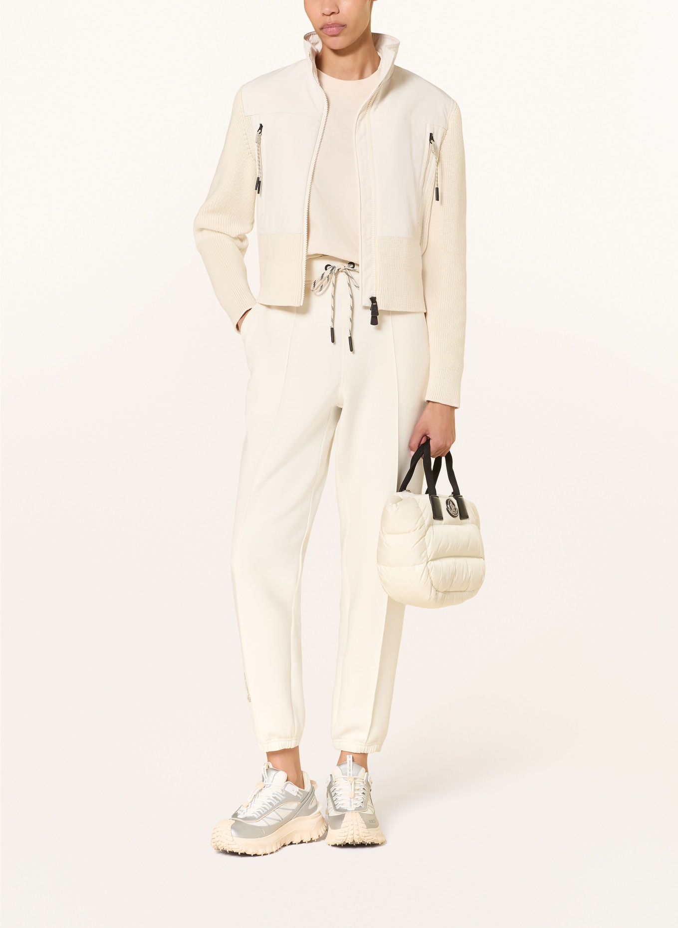 MONCLER GRENOBLE Cardigan en mélange de matières: CRÈME