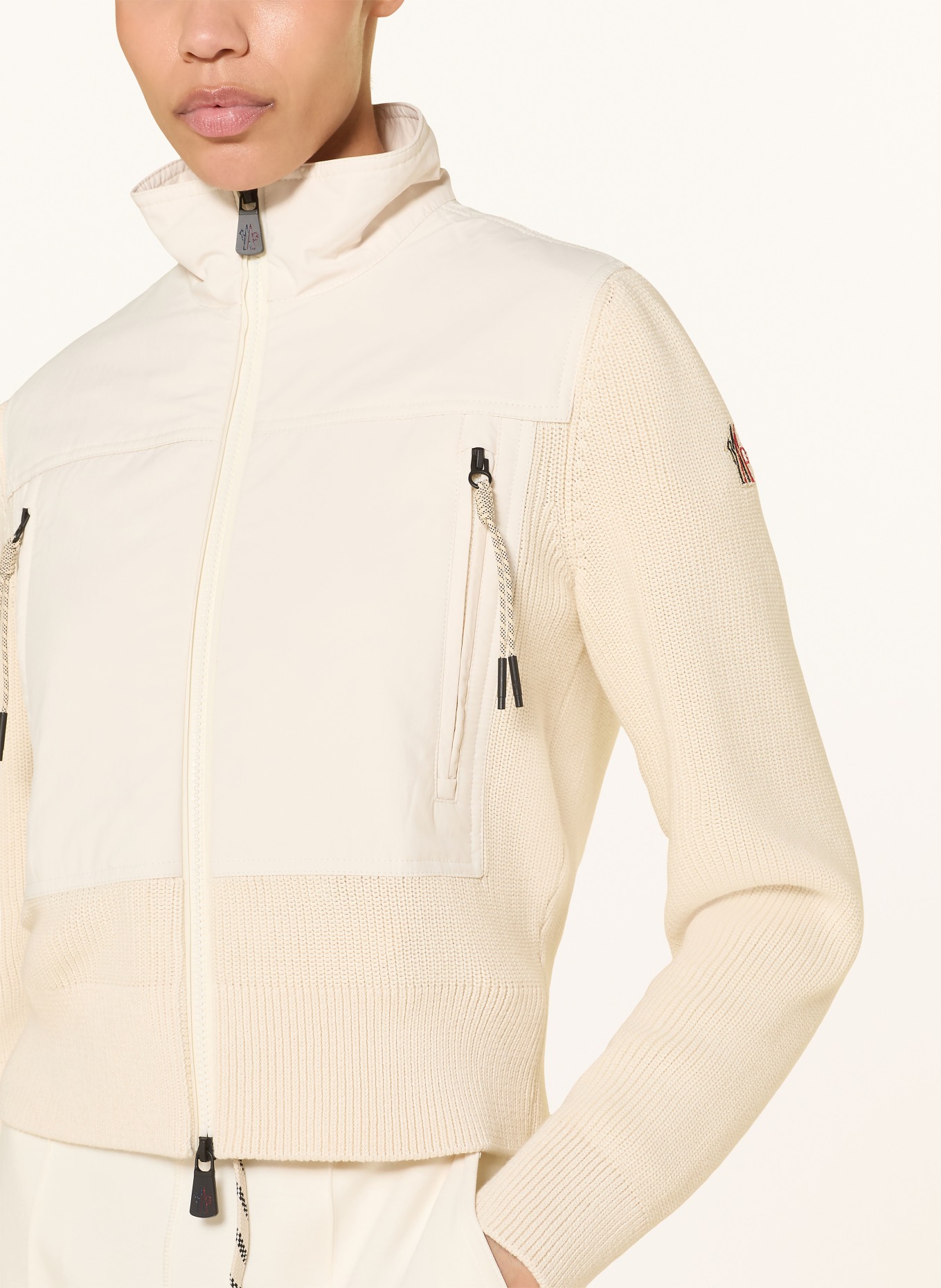 MONCLER GRENOBLE Cardigan en mélange de matières: CRÈME