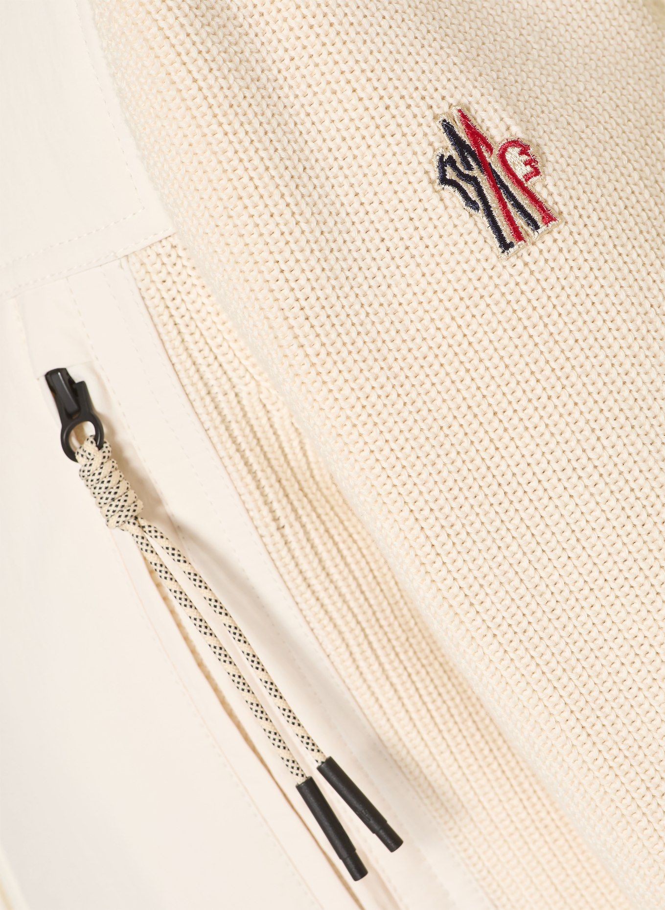 MONCLER GRENOBLE Cardigan en mélange de matières: CRÈME