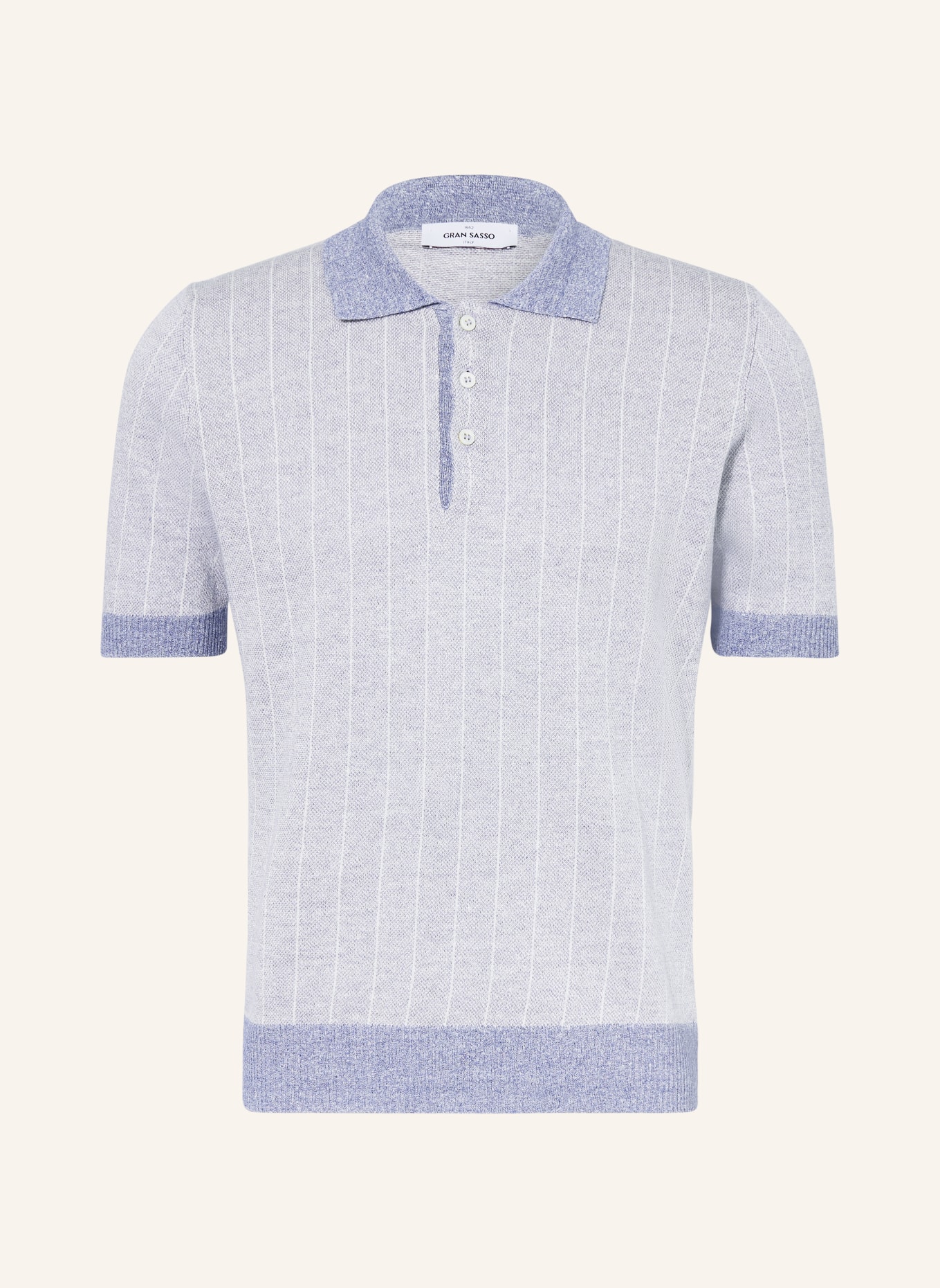 GRAN SASSO Strick-Poloshirt mit Leinen: HELLBLAU / BLAU