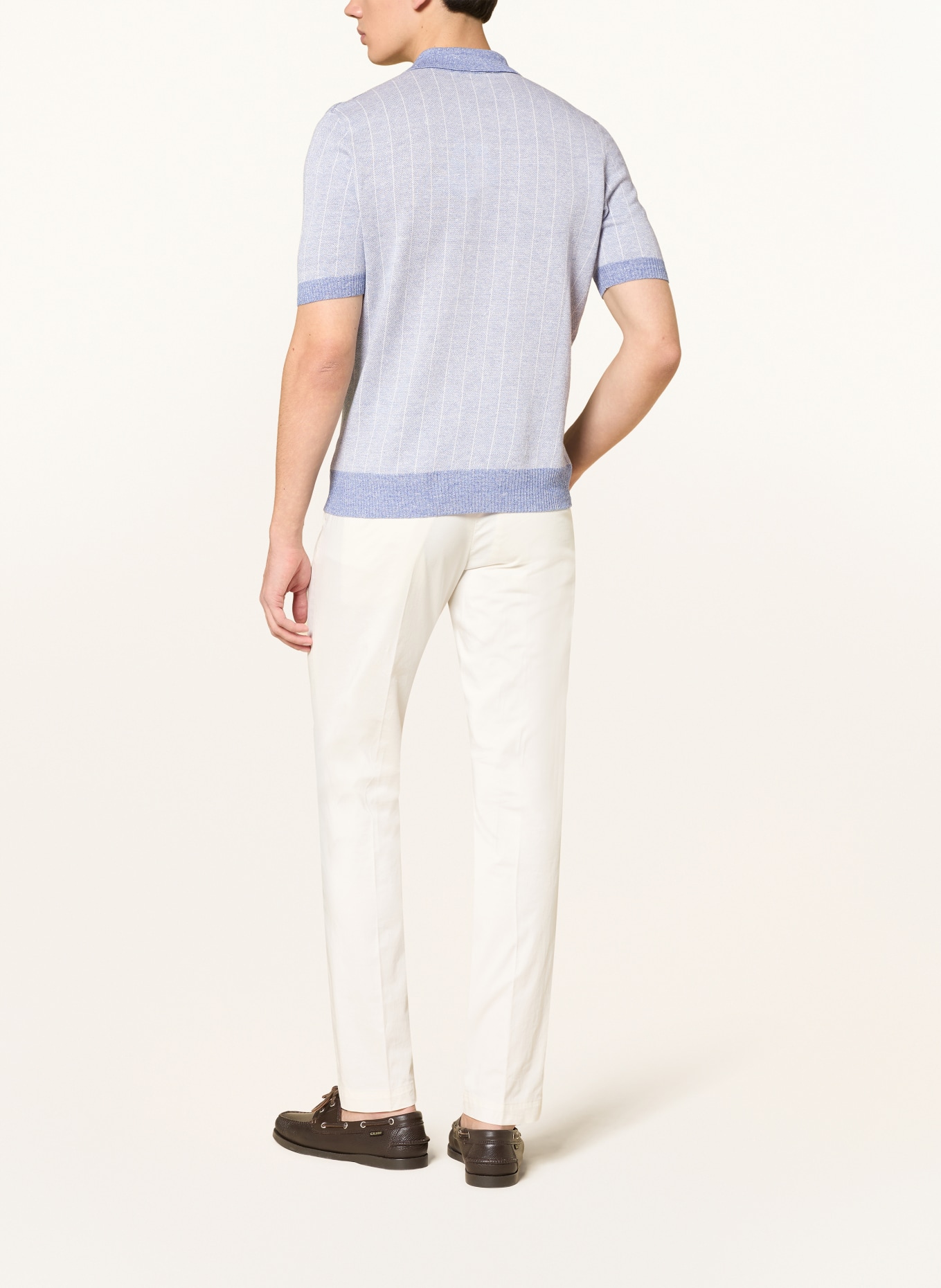 GRAN SASSO Strick-Poloshirt mit Leinen: HELLBLAU / BLAU