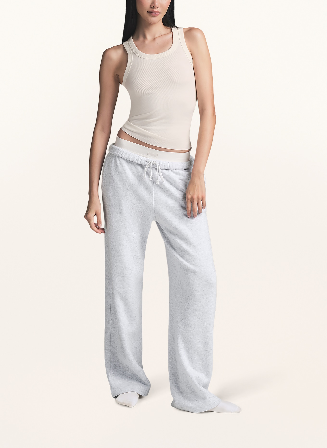 SKIMS Top van katoenen ribstof: MARBLE