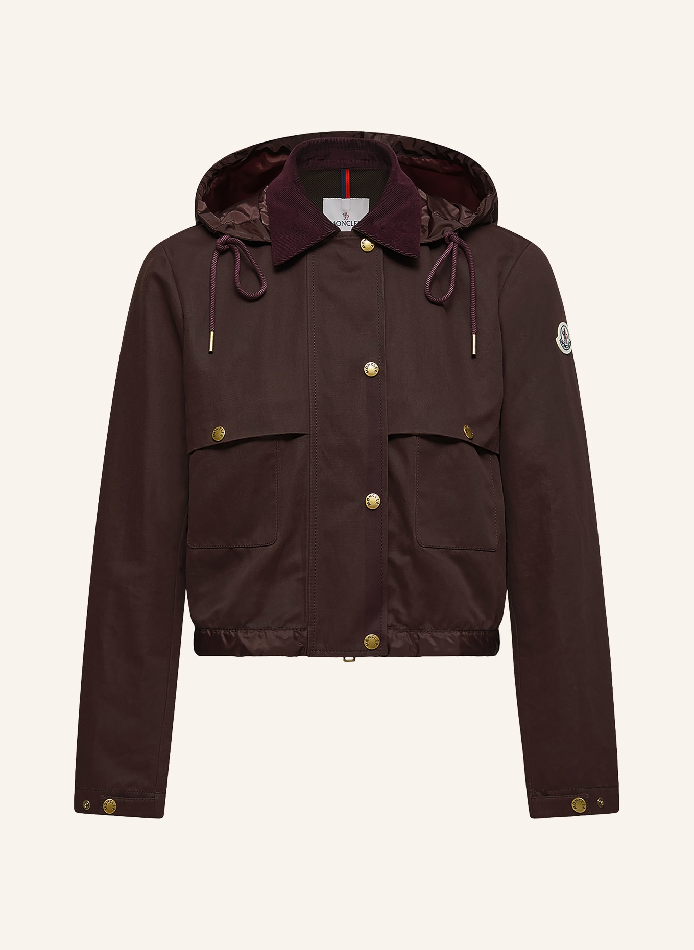 MONCLER Overjacket ACONITUM met afneembare capuchon: MARRON FONCÉ