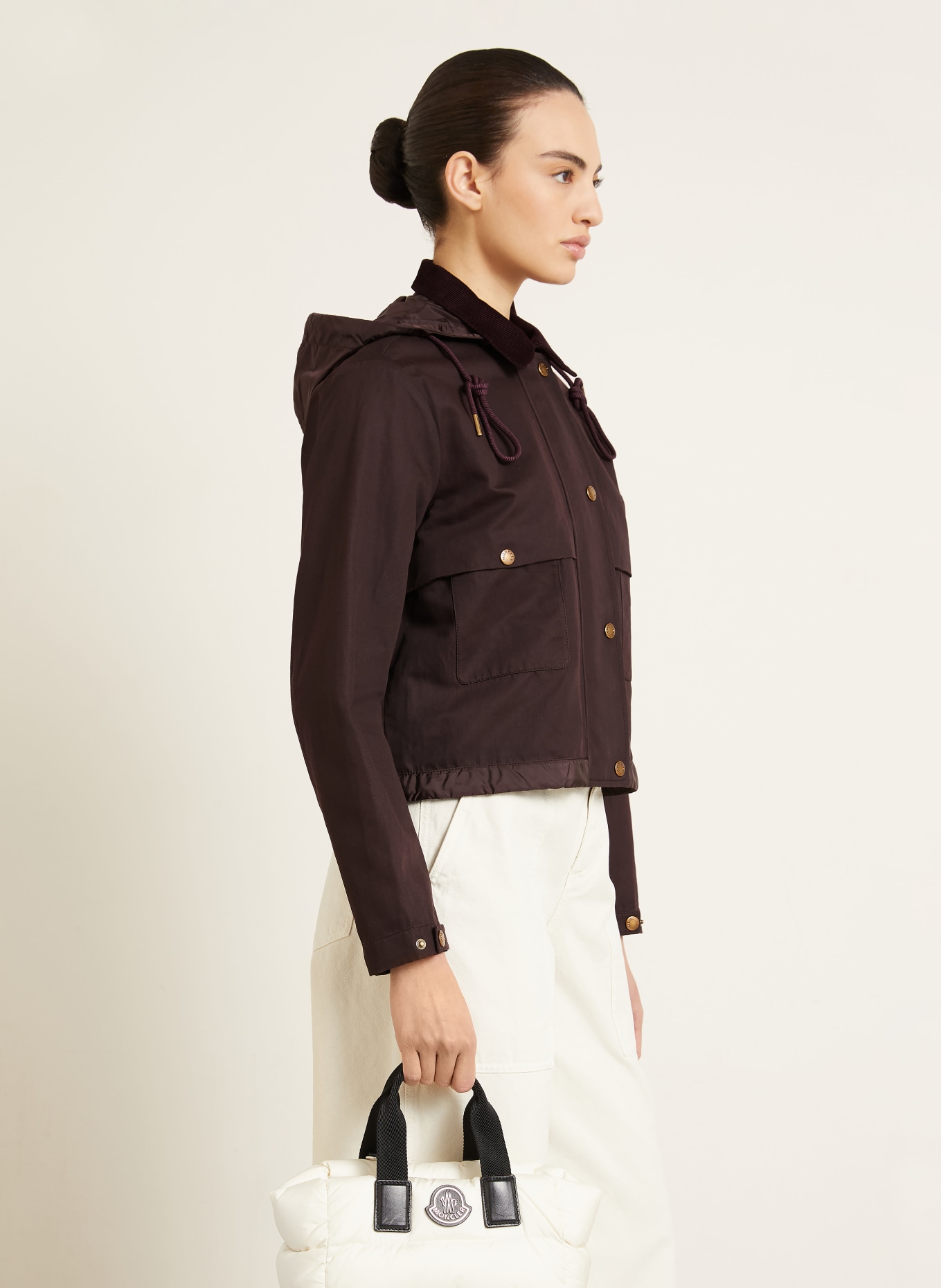 MONCLER Overjacket ACONITUM met afneembare capuchon: MARRON FONCÉ