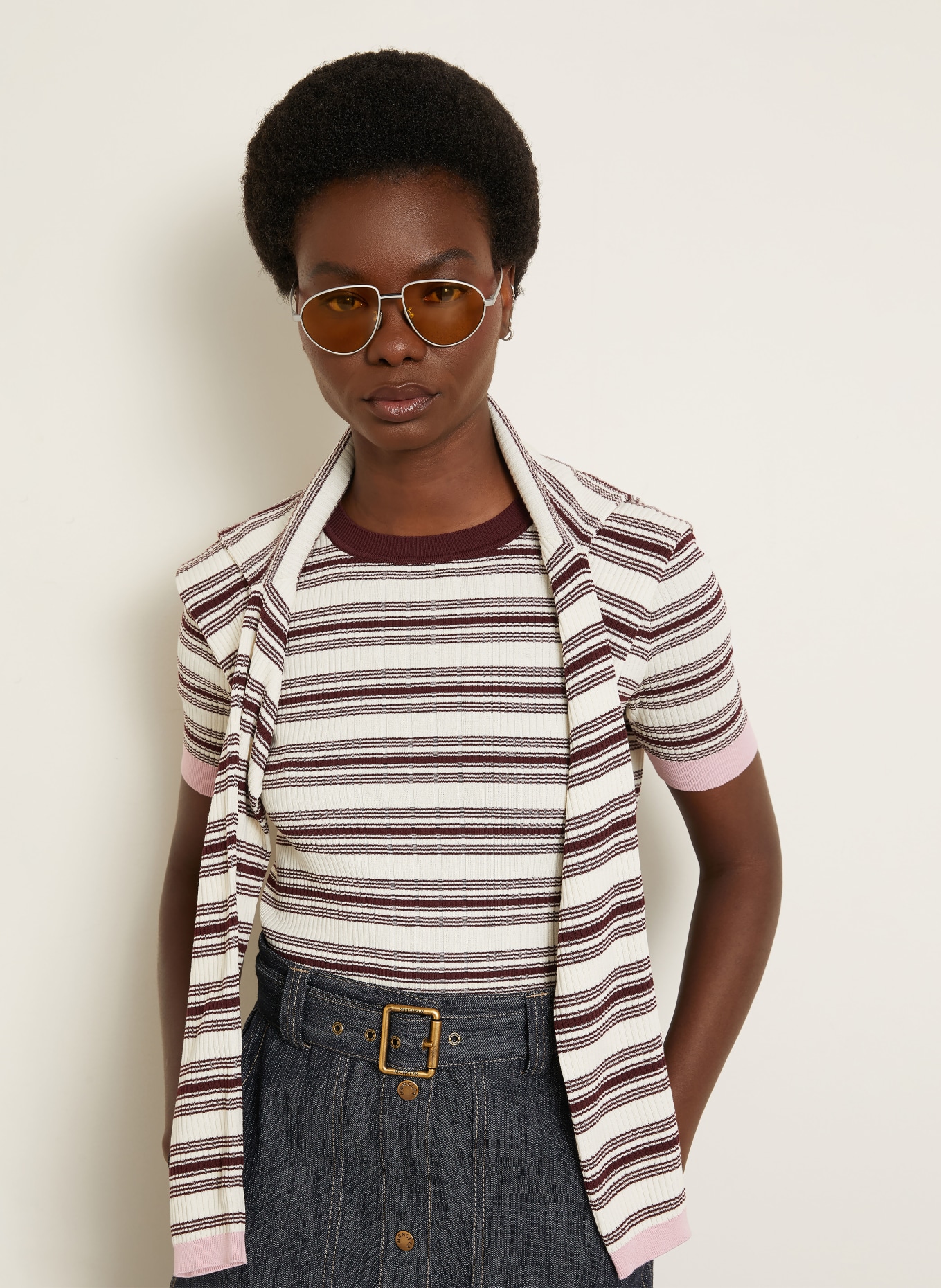 MONCLER Bluzka z dzianiny: CIEMNOCZERWONY / BIAŁY