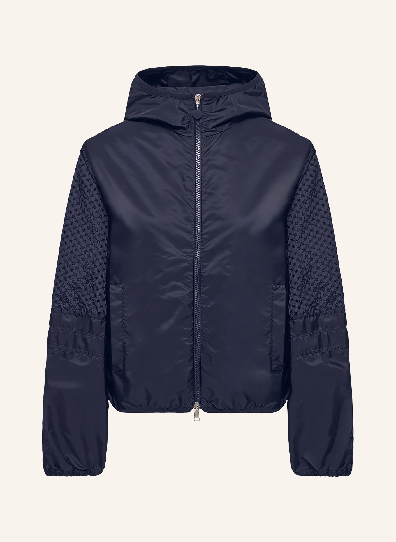 MONCLER ZELKOVA-jas met borduursels: DONKERBLAUW