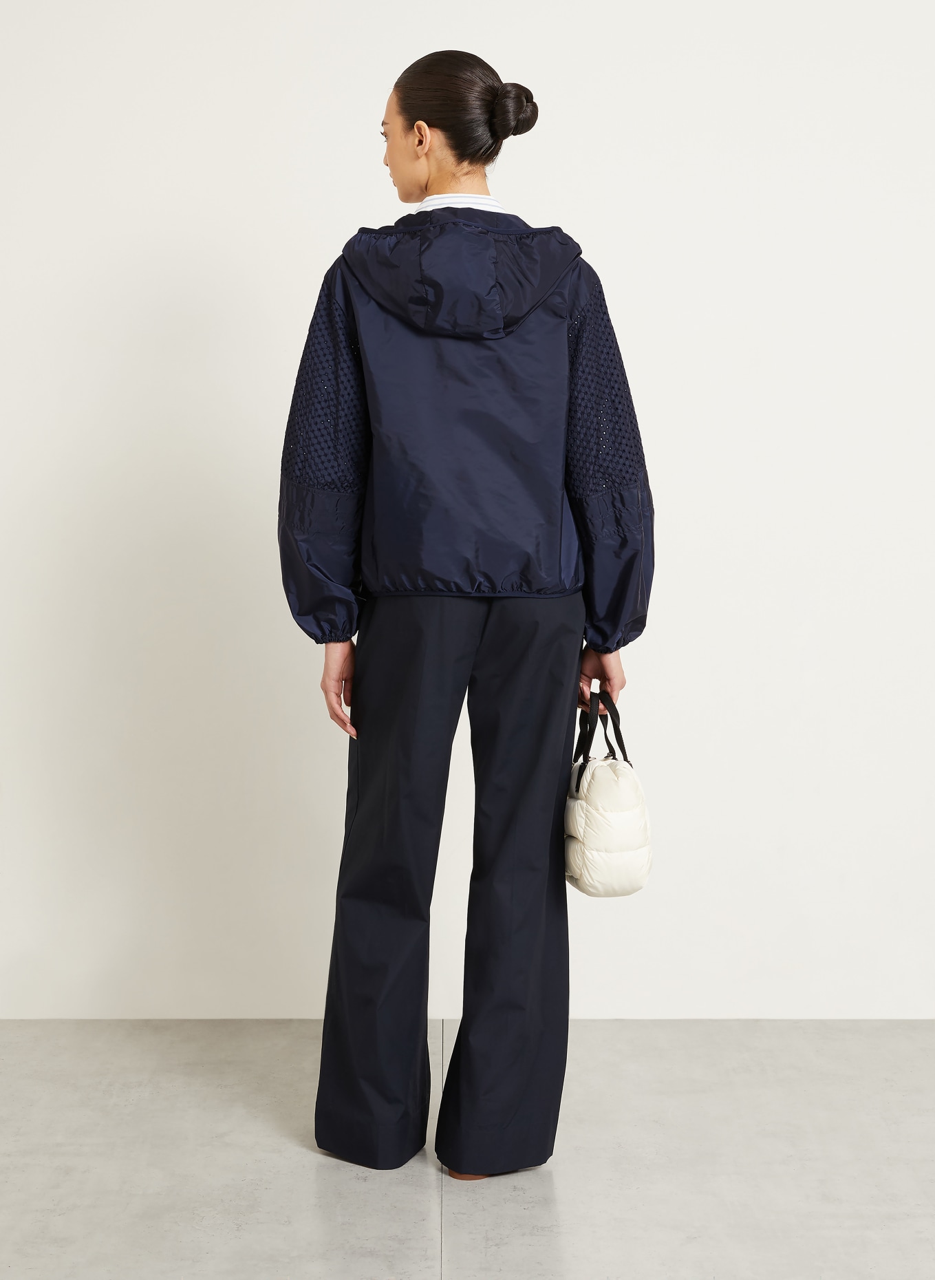 MONCLER ZELKOVA-jas met borduursels: DONKERBLAUW